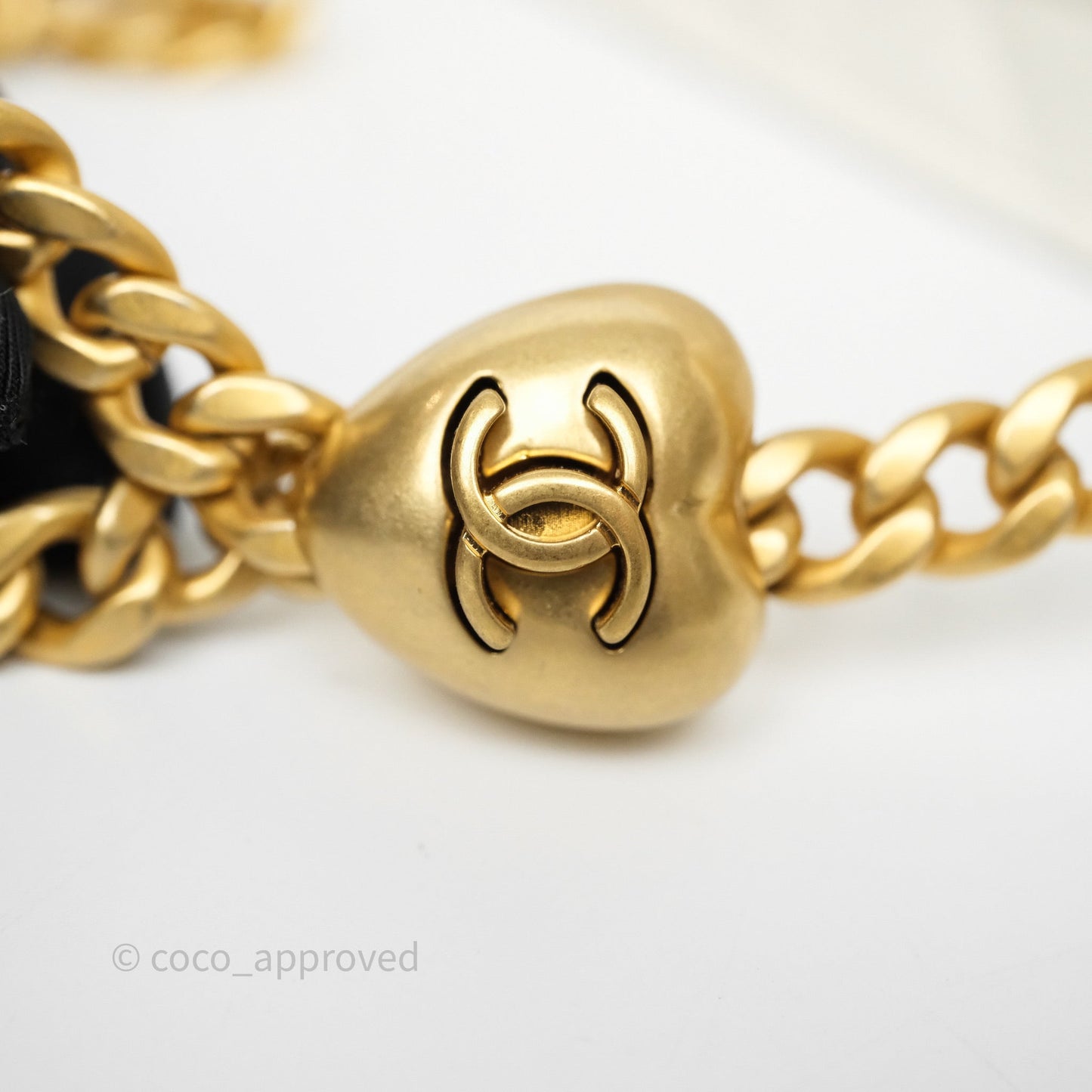Chanel Heart Adjustable Chain WOC White Caviar Aged Gold Hardware