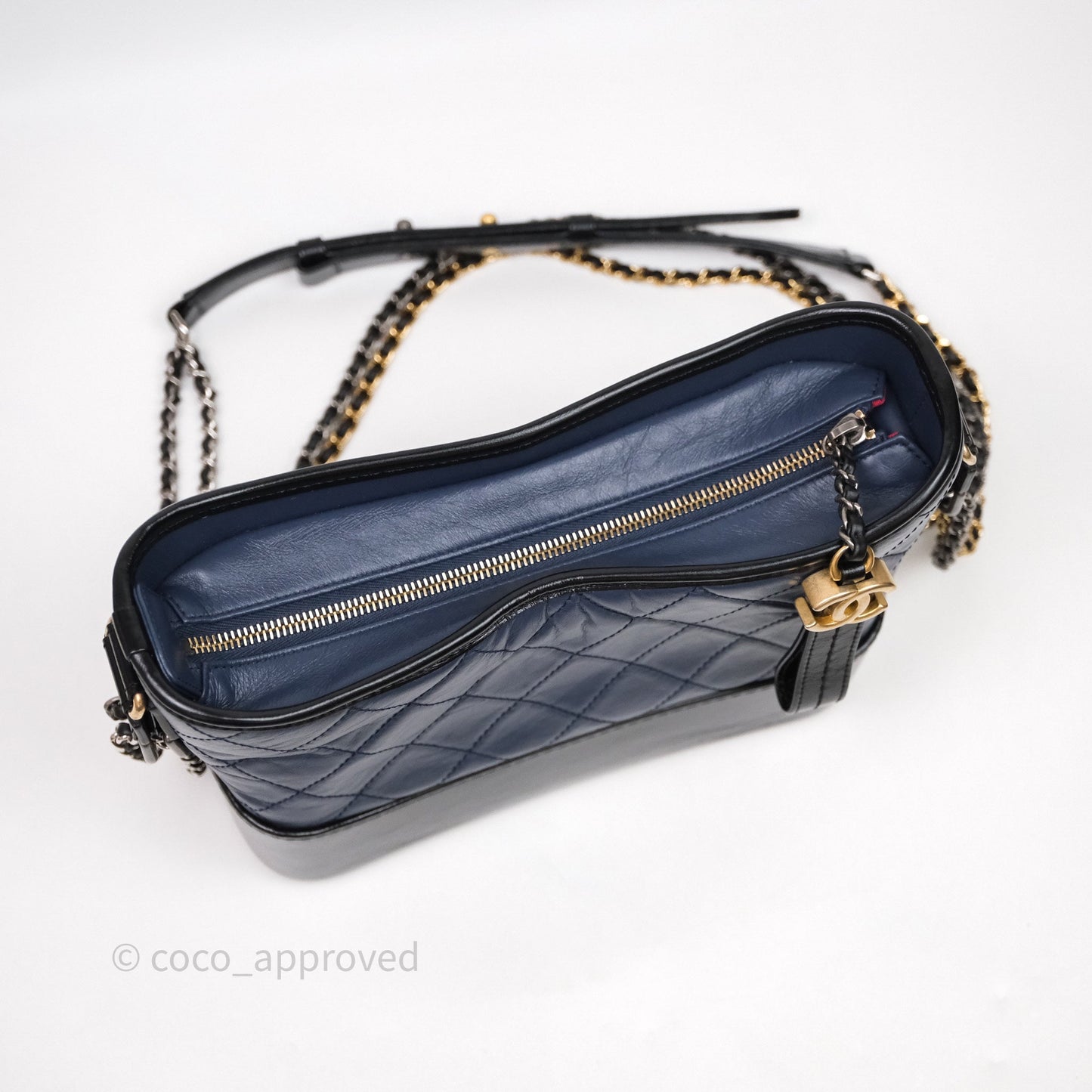 Chanel New Medium Gabrielle Hobo Quilted Navy Black Aged Calfskin