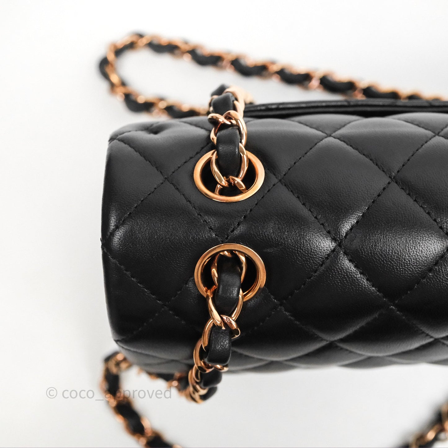 Chanel Small Classic Flap Quilted Black Lambskin Rose Gold Hardware
