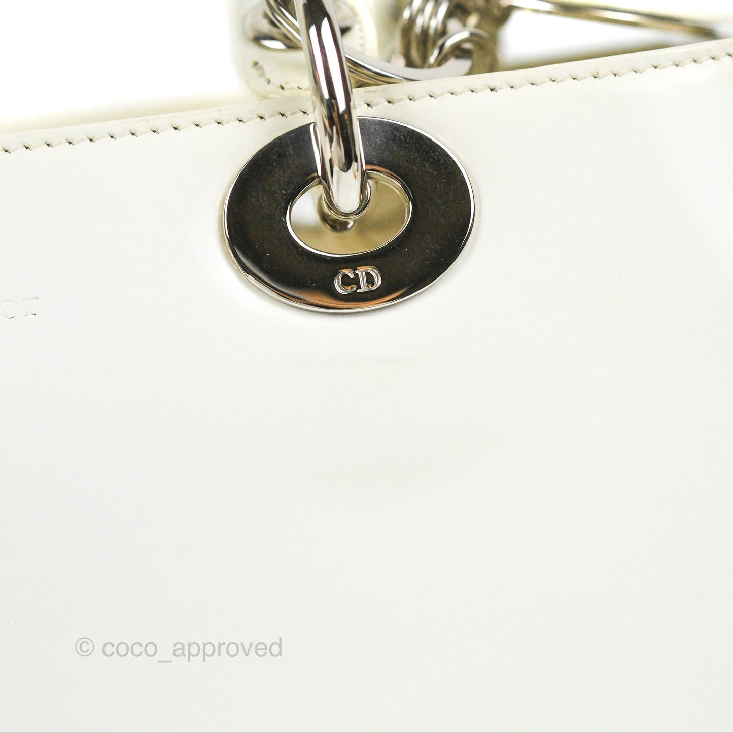 Christian Dior Lady Dior White Calfskin Silver Hardware