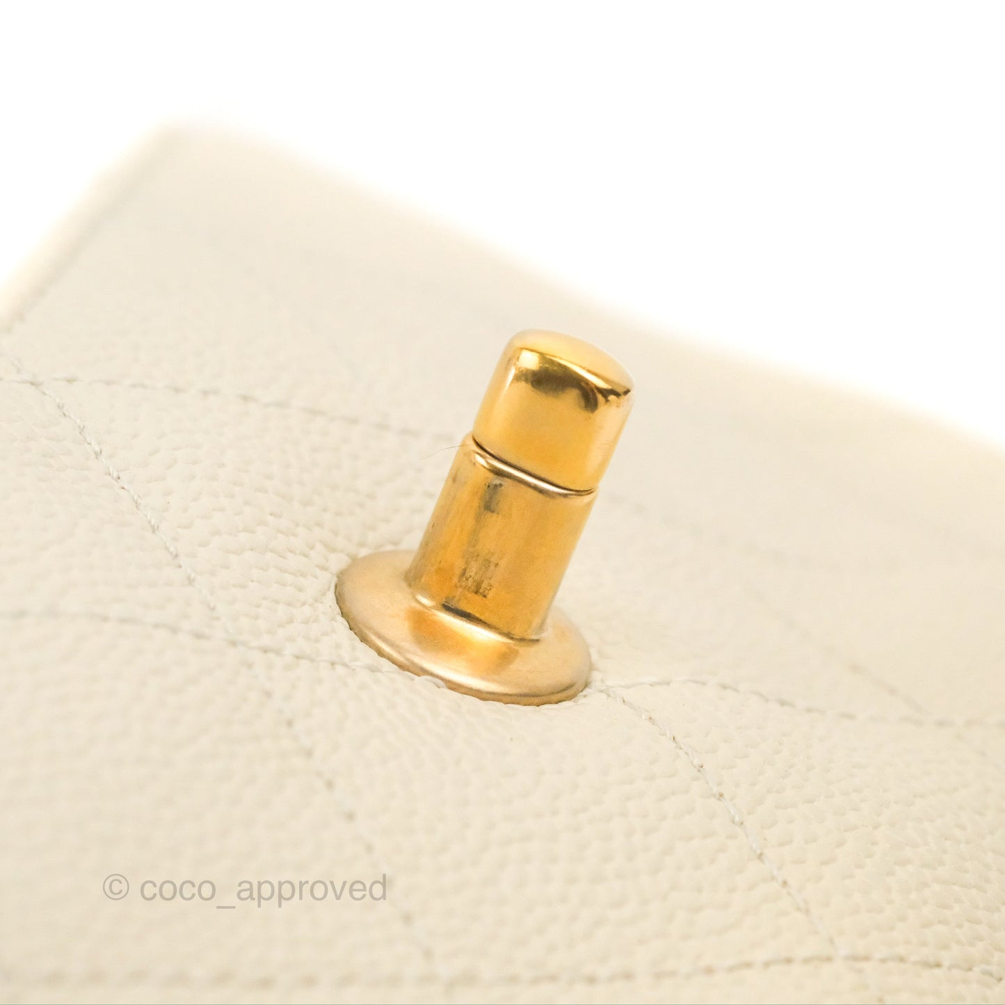 Chanel Handle Flap Bag Ivory Caviar Aged Gold Hardware