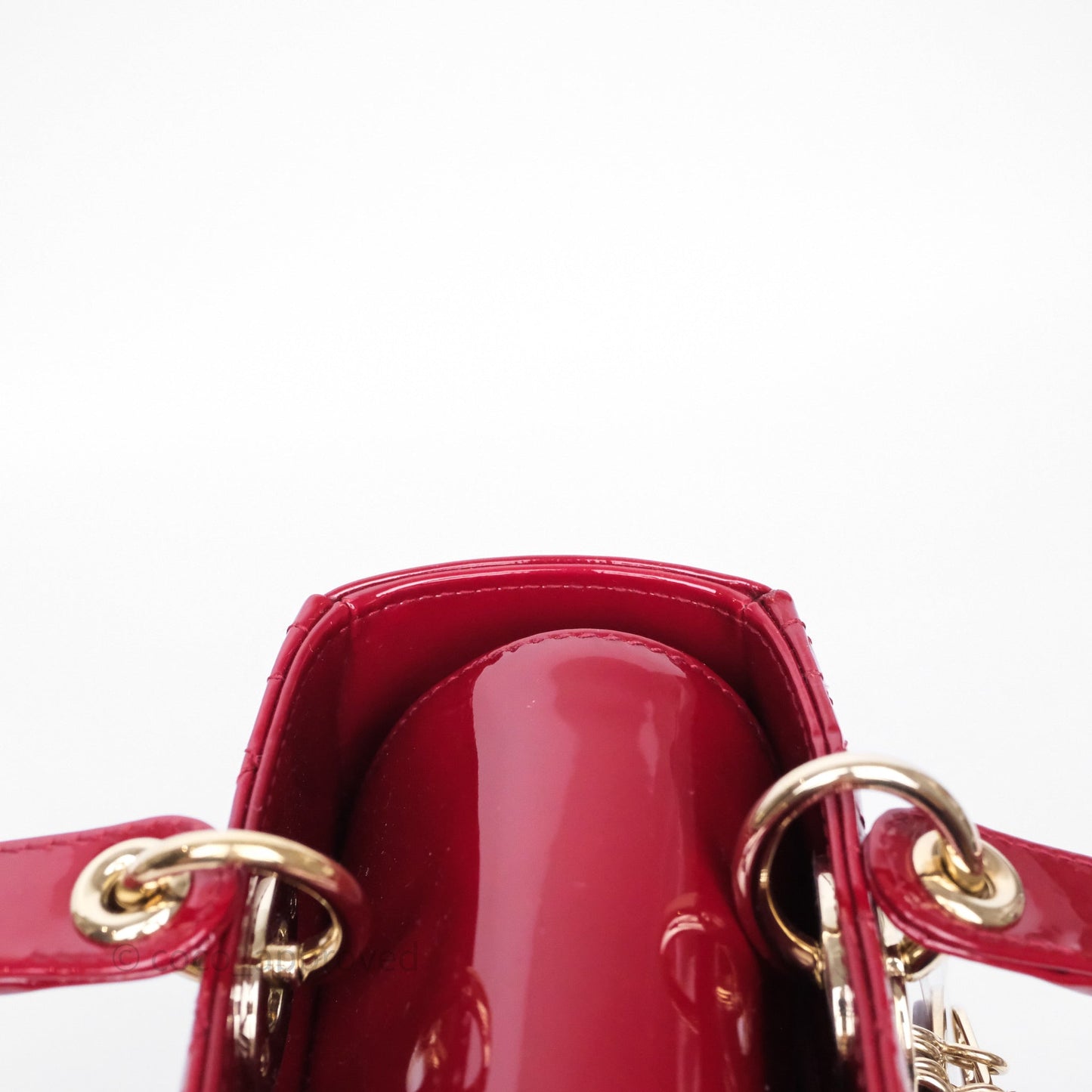 Christian Dior Medium Lady Dior Red Patent Cannage Calfskin Gold Hardware