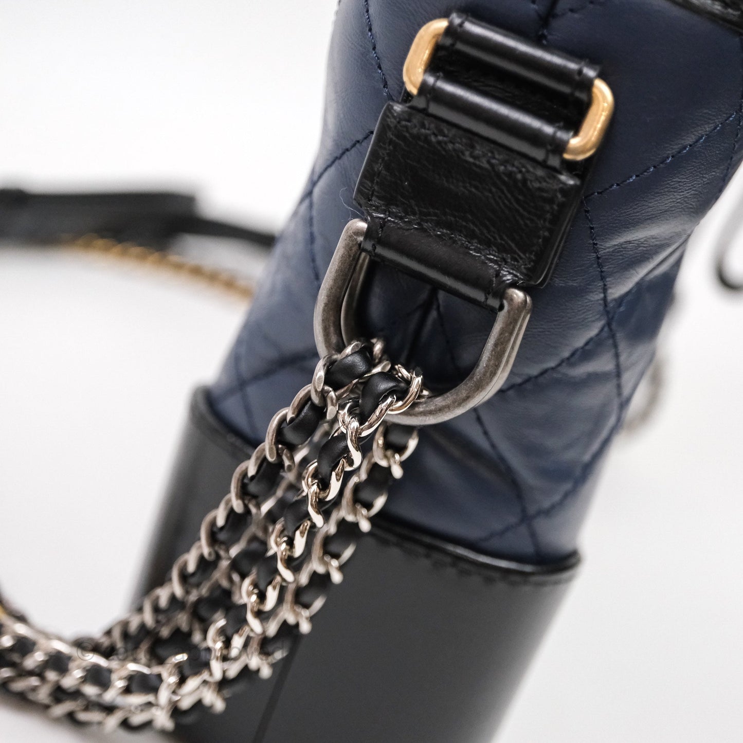 Chanel New Medium Gabrielle Hobo Quilted Navy Black Aged Calfskin