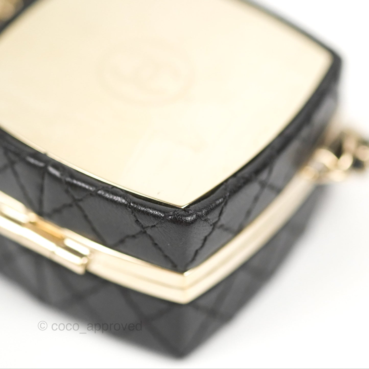 Chanel Mini Beauty Box Clutch With Chain Black Gold Hardware
