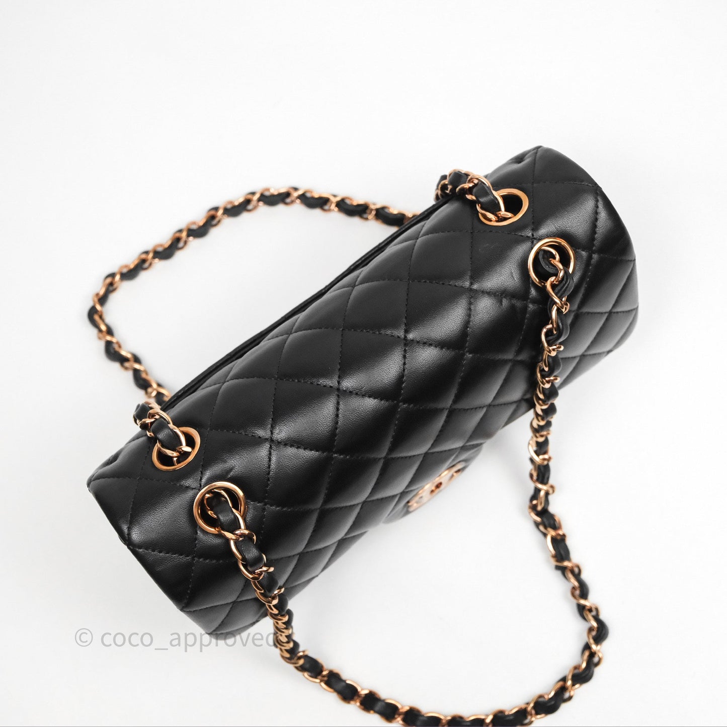 Chanel Small Classic Flap Quilted Black Lambskin Rose Gold Hardware