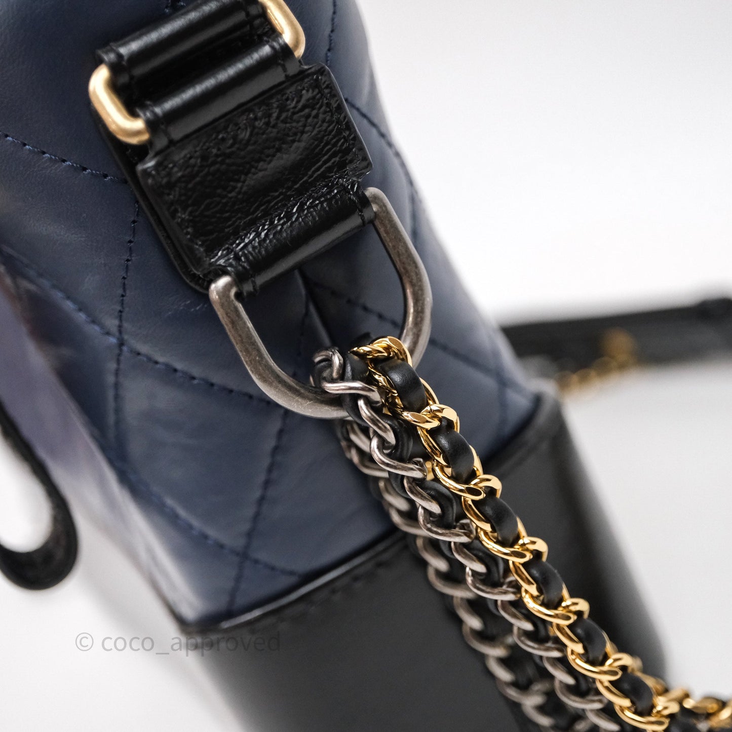 Chanel New Medium Gabrielle Hobo Quilted Navy Black Aged Calfskin