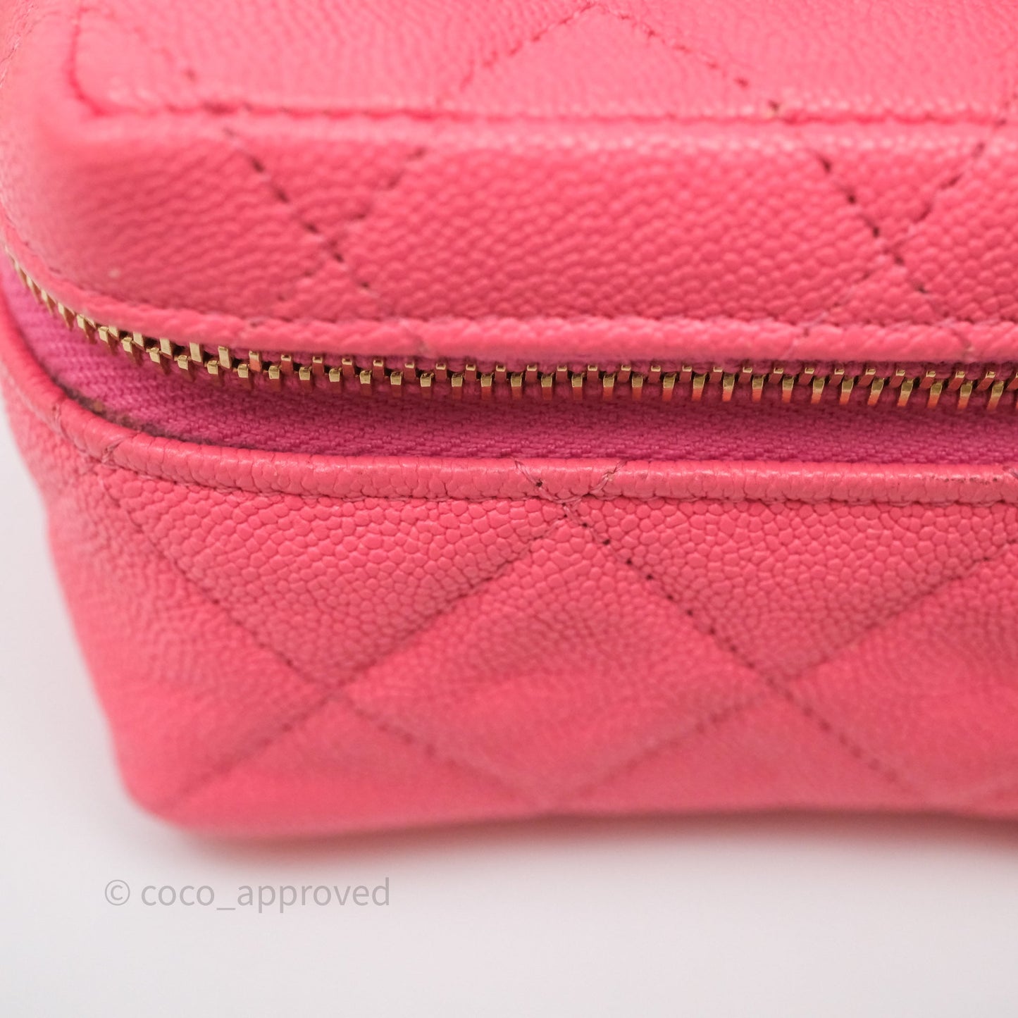 Chanel Quilted Mini Top Handle Vanity With Chain Pink Caviar Aged Gold Hardware