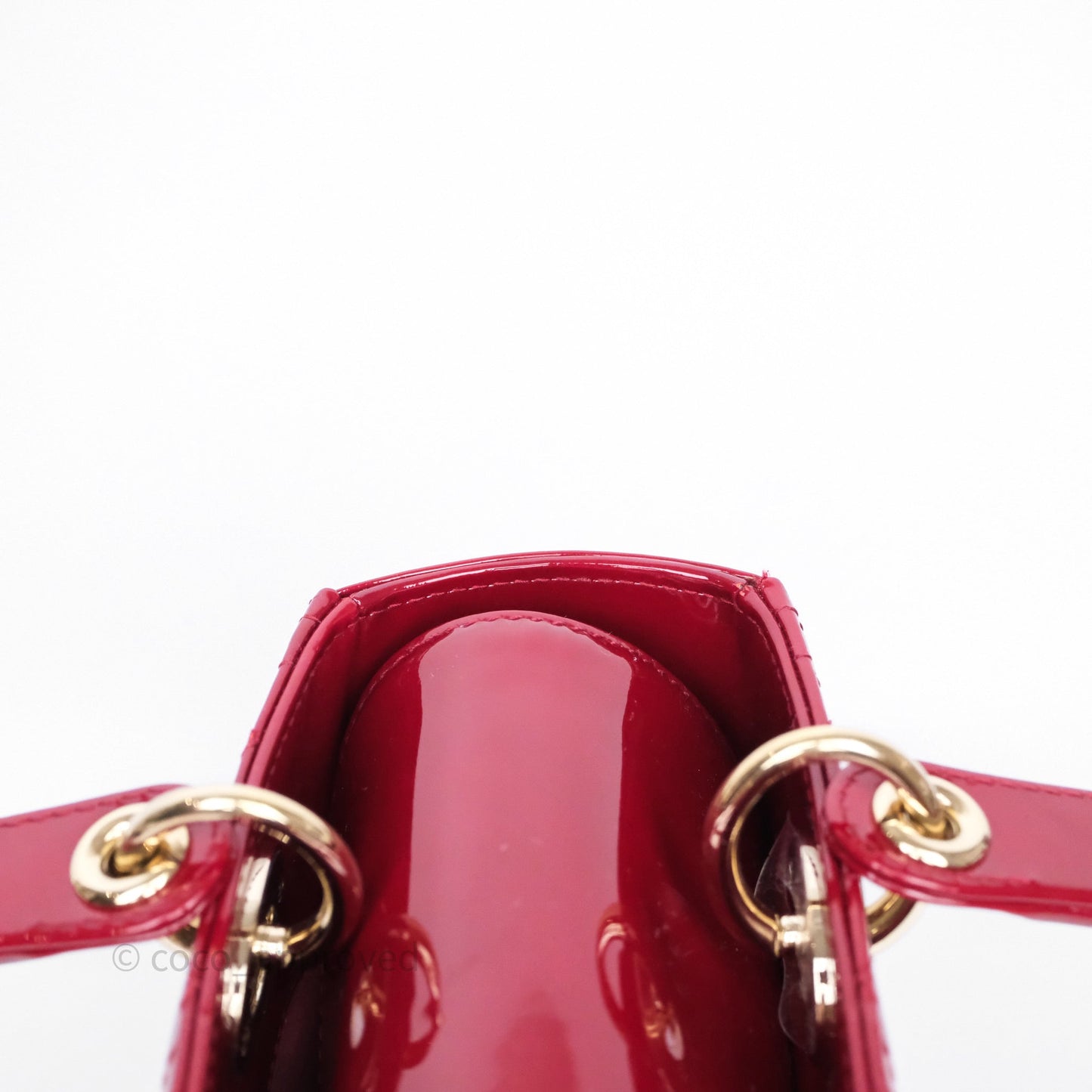 Christian Dior Medium Lady Dior Red Patent Cannage Calfskin Gold Hardware