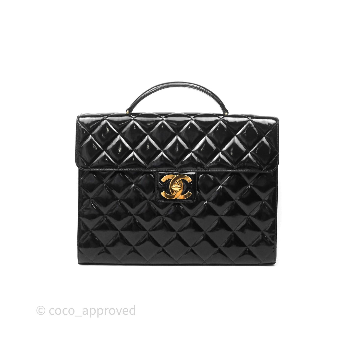 Chanel Vintage Black Patent Handbag 24K Gold Hardware