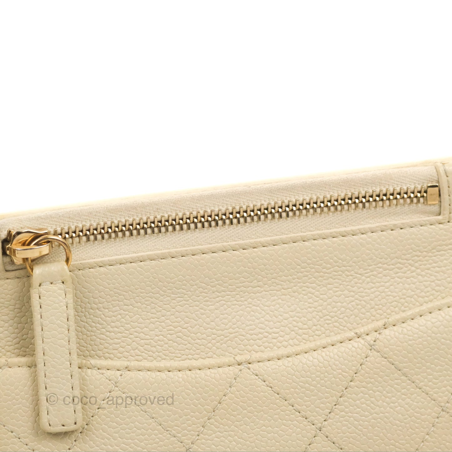 Chanel Handle Flap Bag Ivory Caviar Aged Gold Hardware