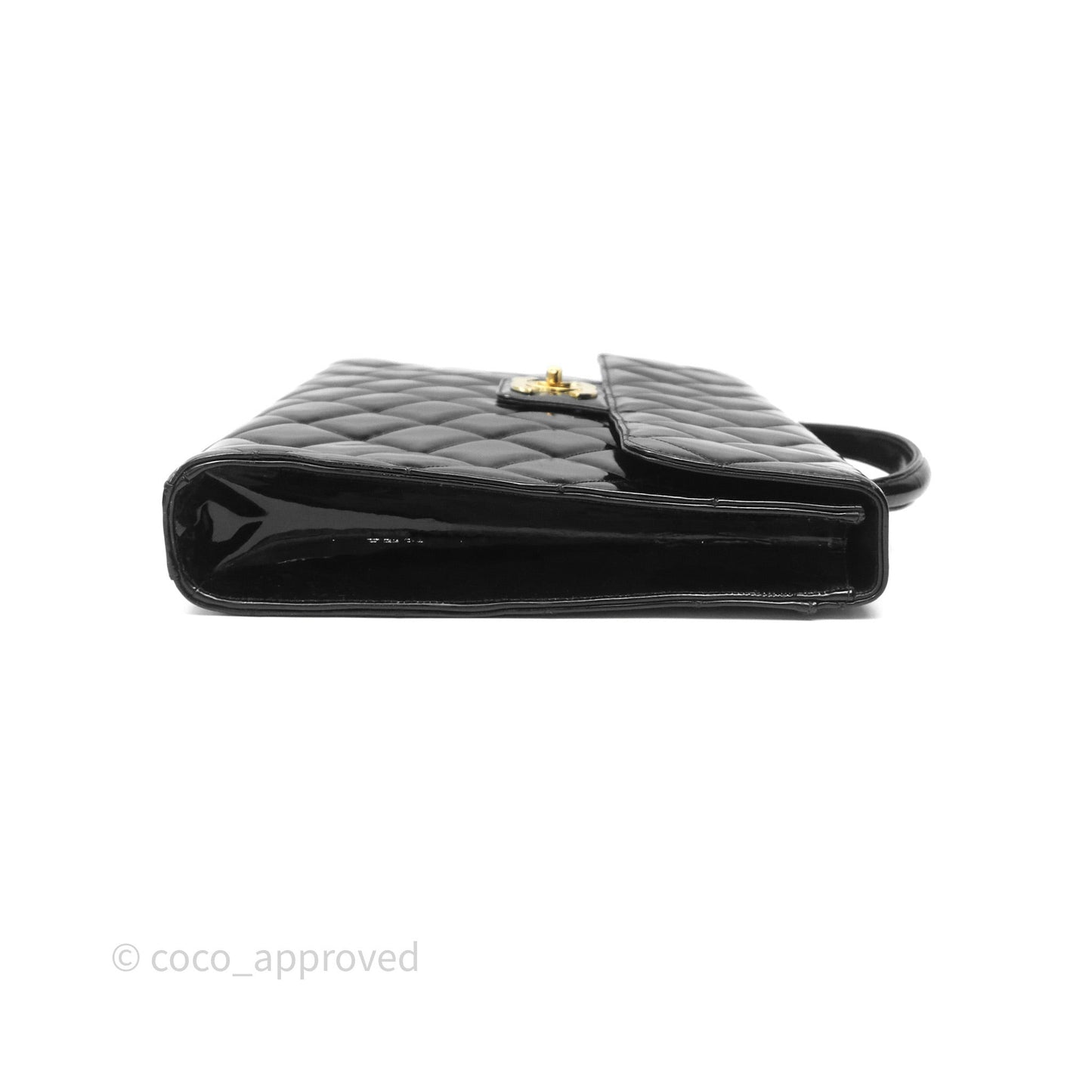 Chanel Vintage Black Patent Handbag 24K Gold Hardware