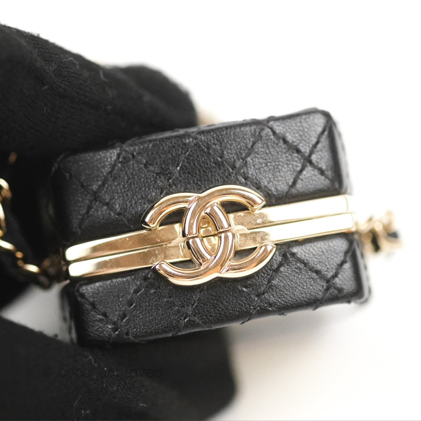 Chanel Mini Beauty Box Clutch With Chain Black Gold Hardware