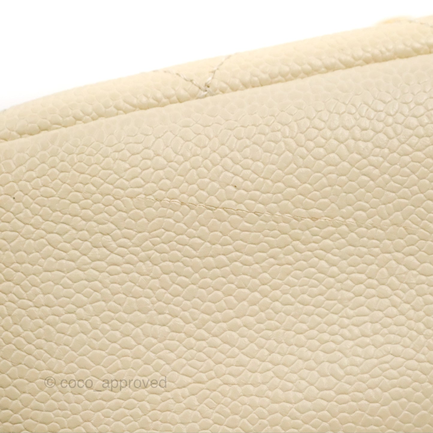 Chanel Handle Flap Bag Ivory Caviar Aged Gold Hardware