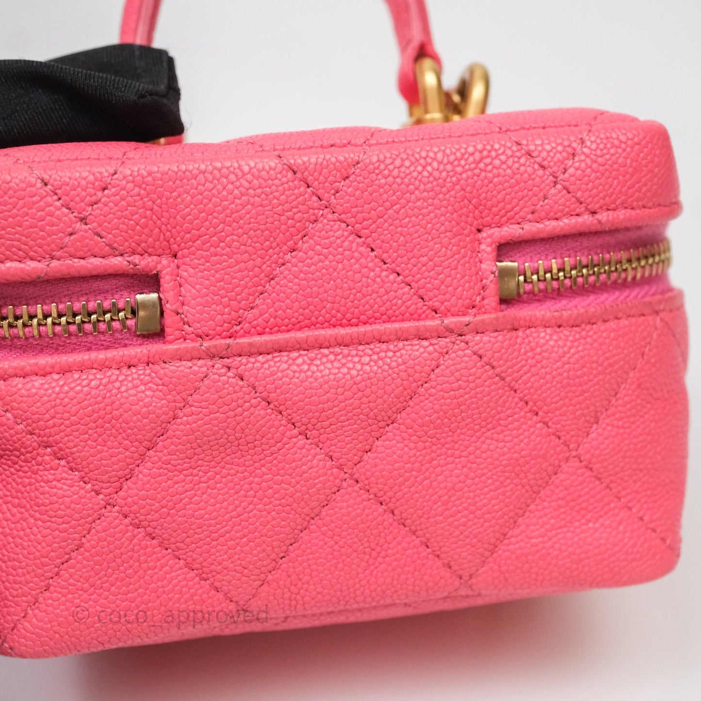 Chanel Quilted Mini Top Handle Vanity With Chain Pink Caviar Aged Gold Hardware