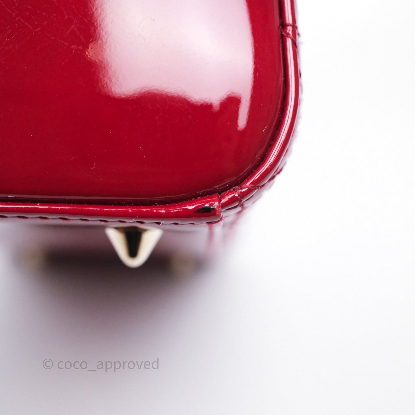 Christian Dior Medium Lady Dior Red Patent Cannage Calfskin Gold Hardware