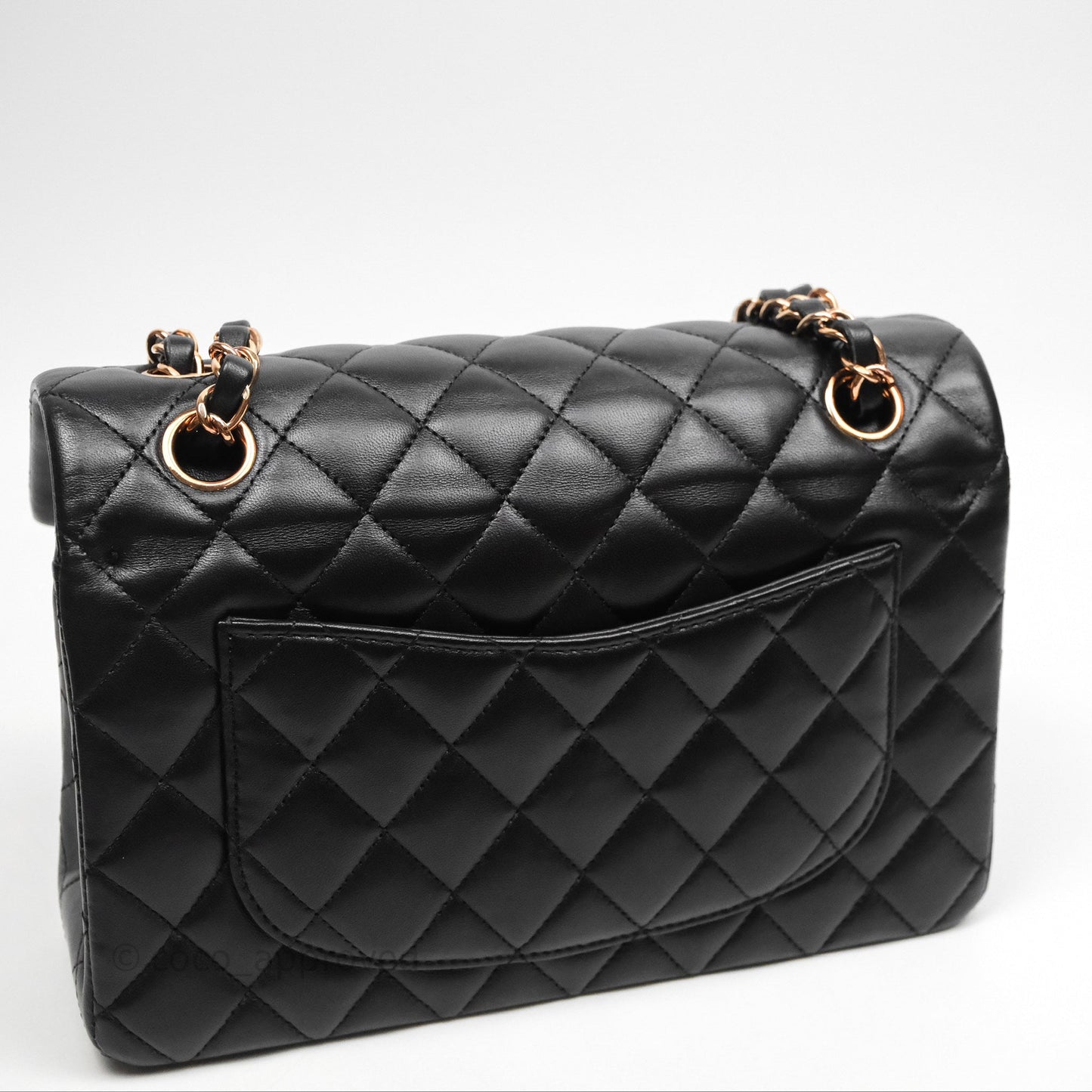 Chanel Small Classic Flap Quilted Black Lambskin Rose Gold Hardware