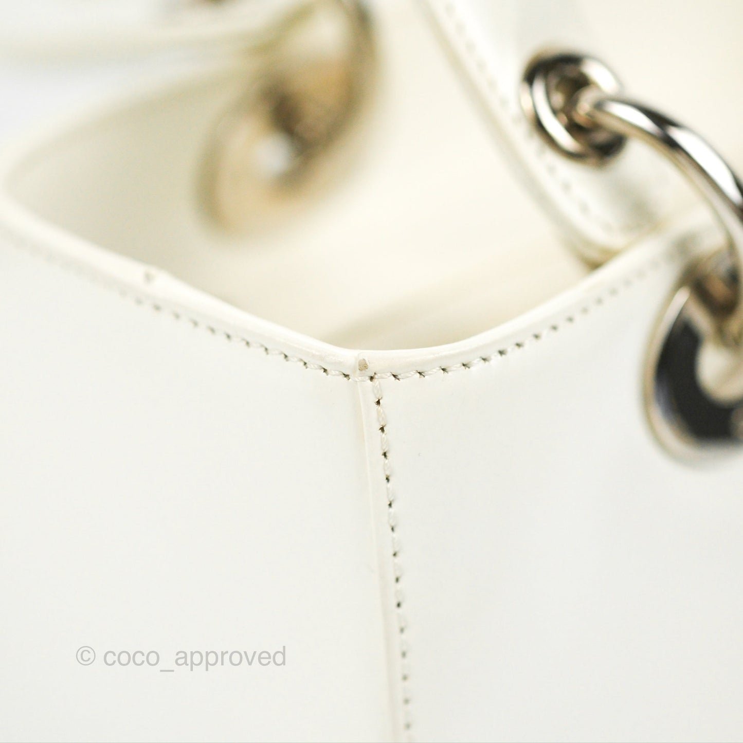 Christian Dior Lady Dior White Calfskin Silver Hardware