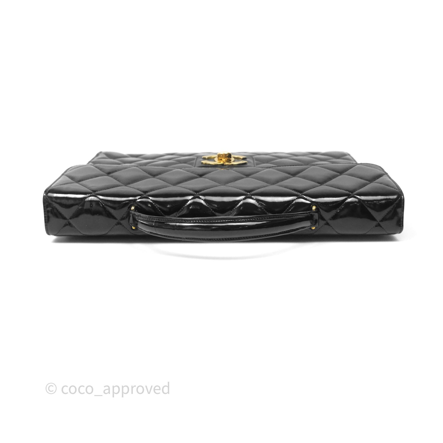 Chanel Vintage Black Patent Handbag 24K Gold Hardware
