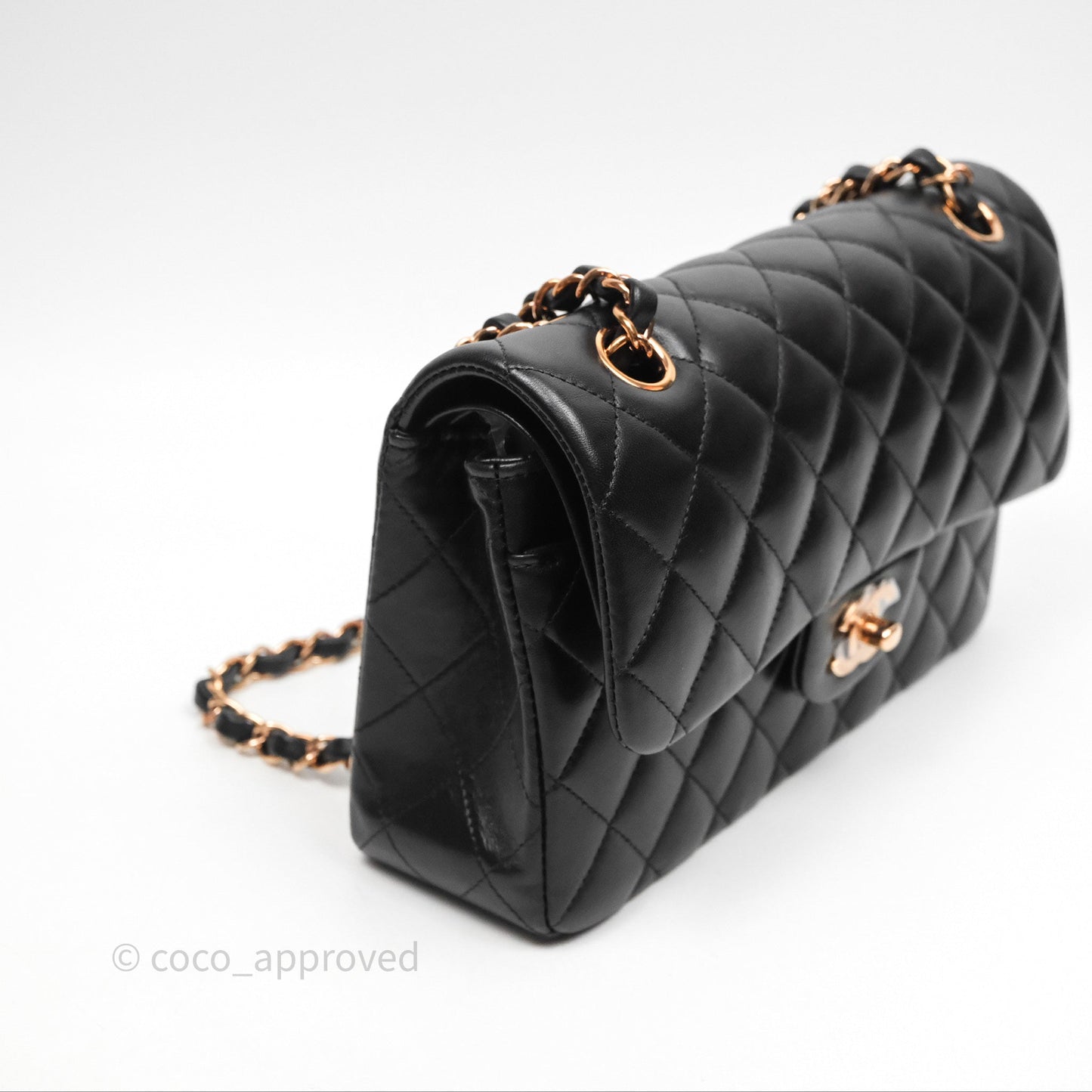 Chanel Small Classic Flap Quilted Black Lambskin Rose Gold Hardware