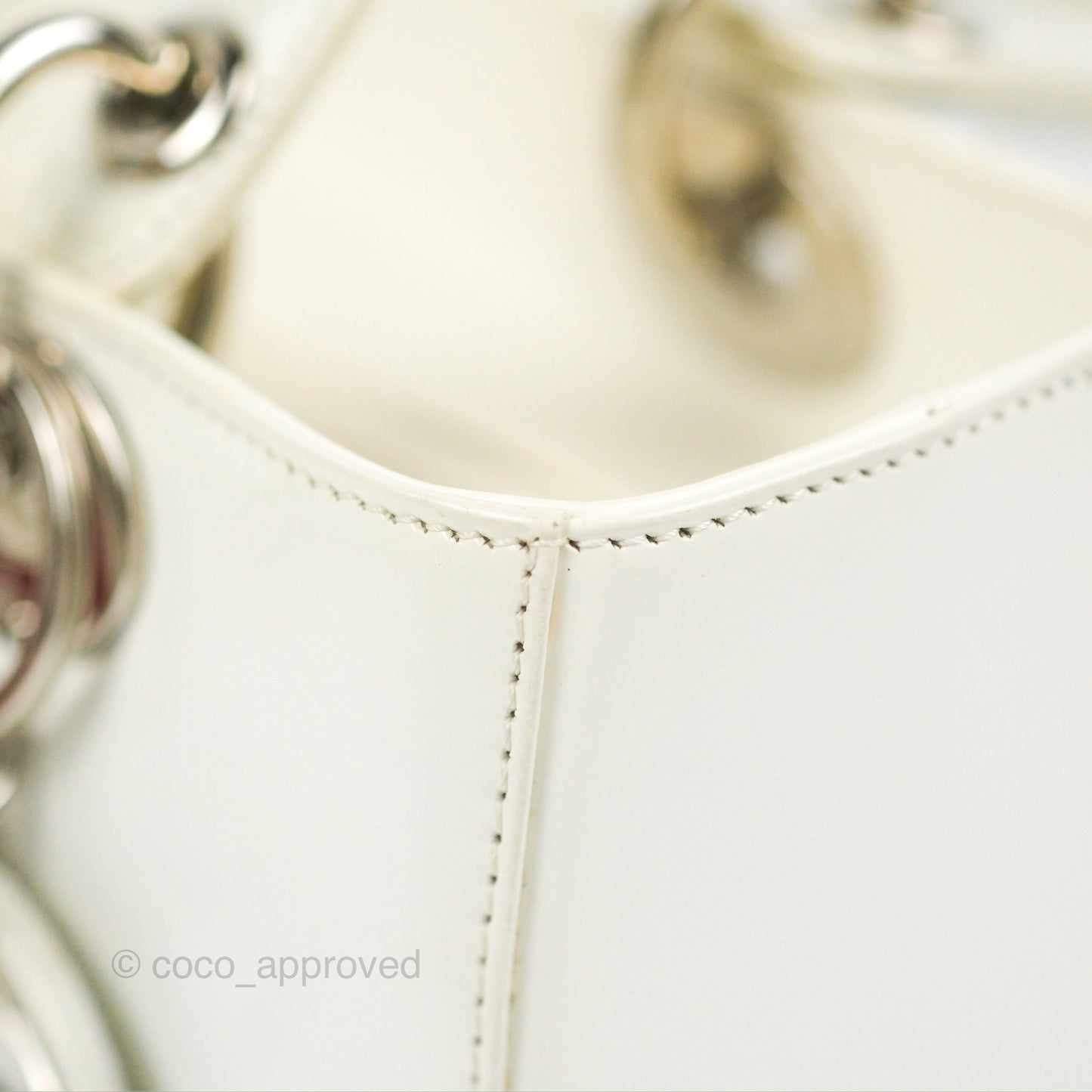 Christian Dior Lady Dior White Calfskin Silver Hardware