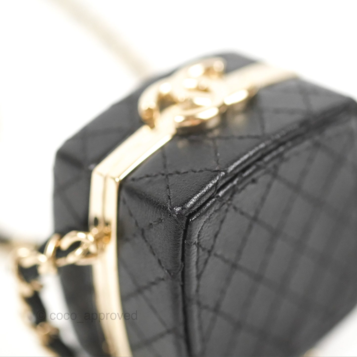 Chanel Mini Beauty Box Clutch With Chain Black Gold Hardware