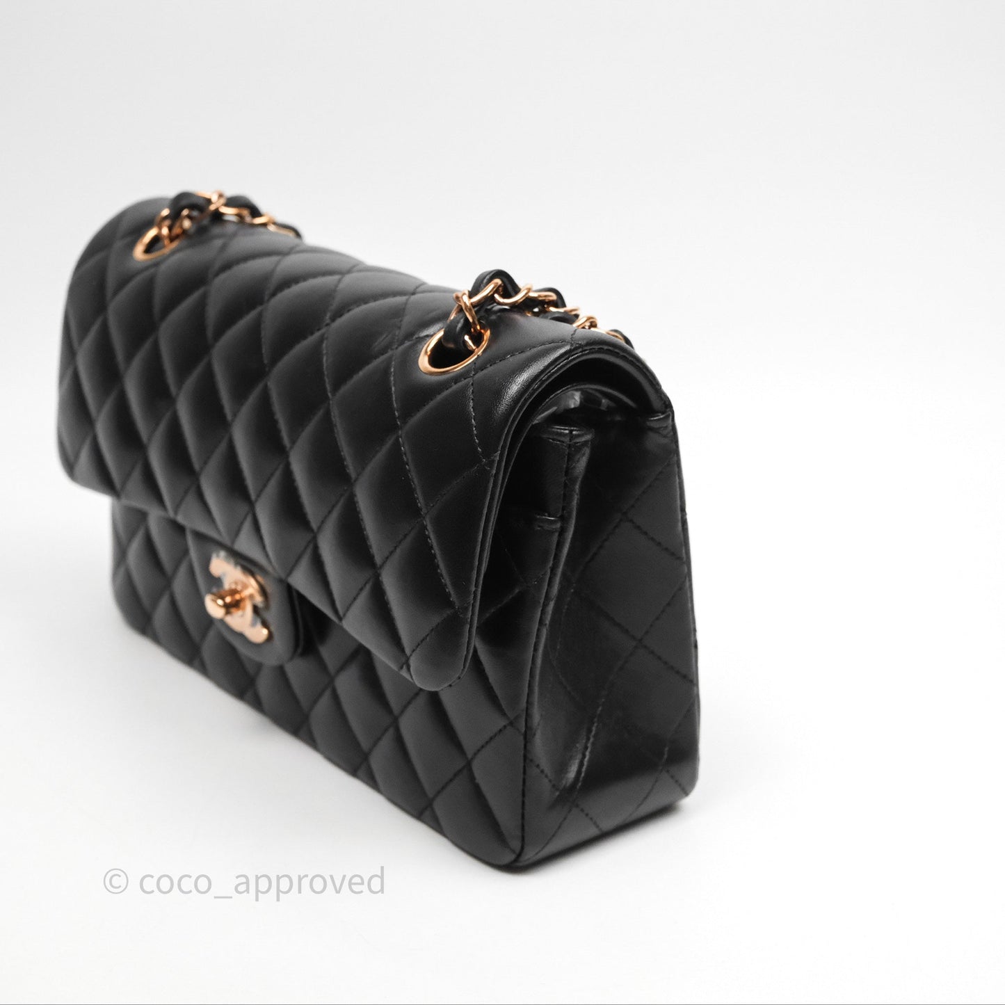 Chanel Small Classic Flap Quilted Black Lambskin Rose Gold Hardware