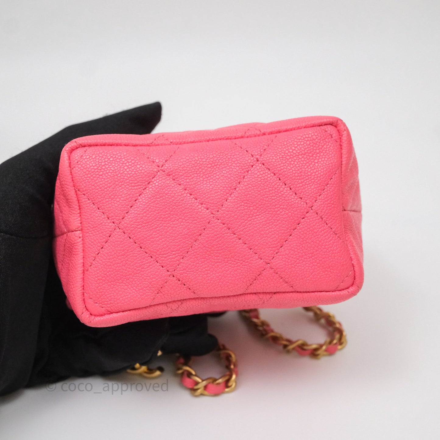 Chanel Quilted Mini Top Handle Vanity With Chain Pink Caviar Aged Gold Hardware