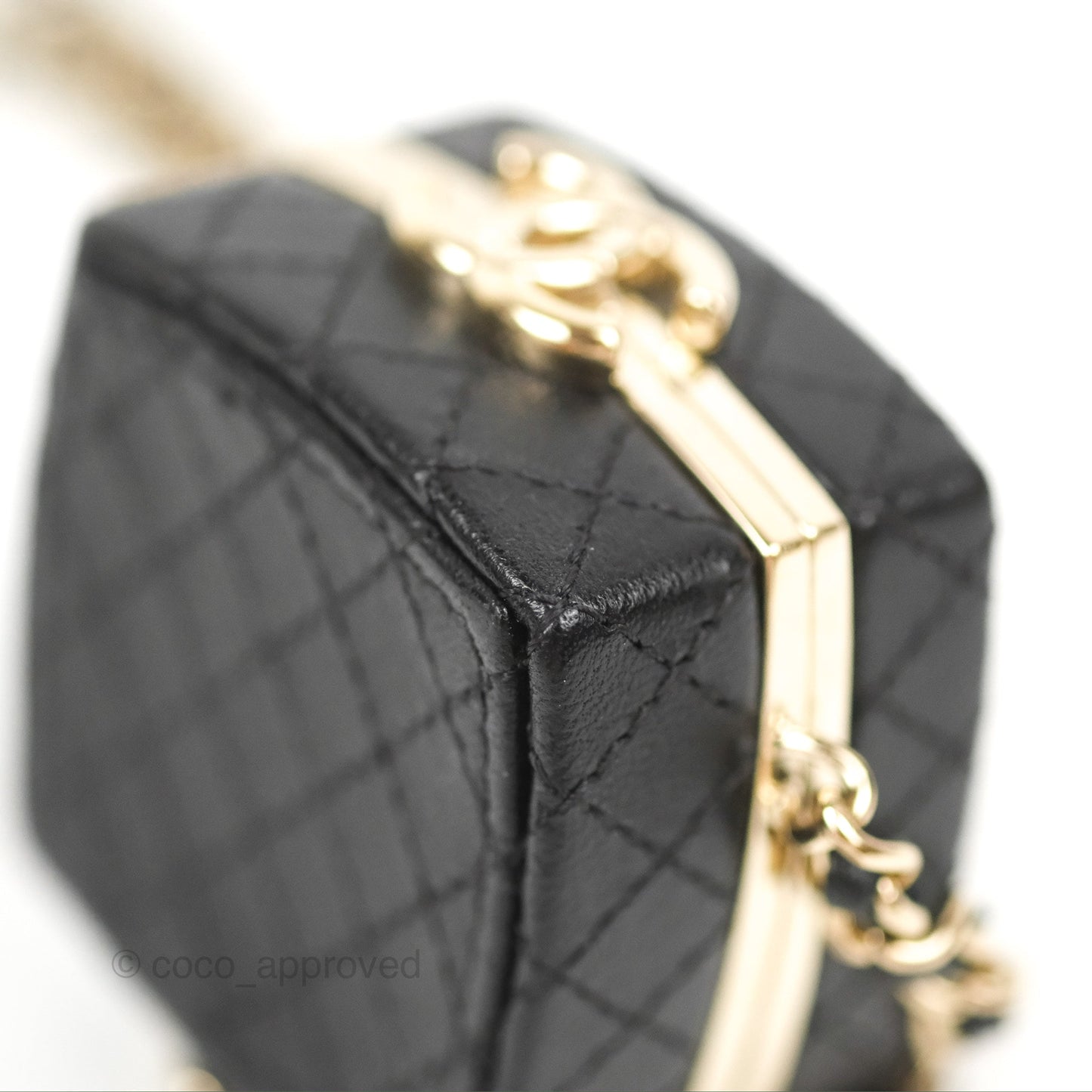 Chanel Mini Beauty Box Clutch With Chain Black Gold Hardware