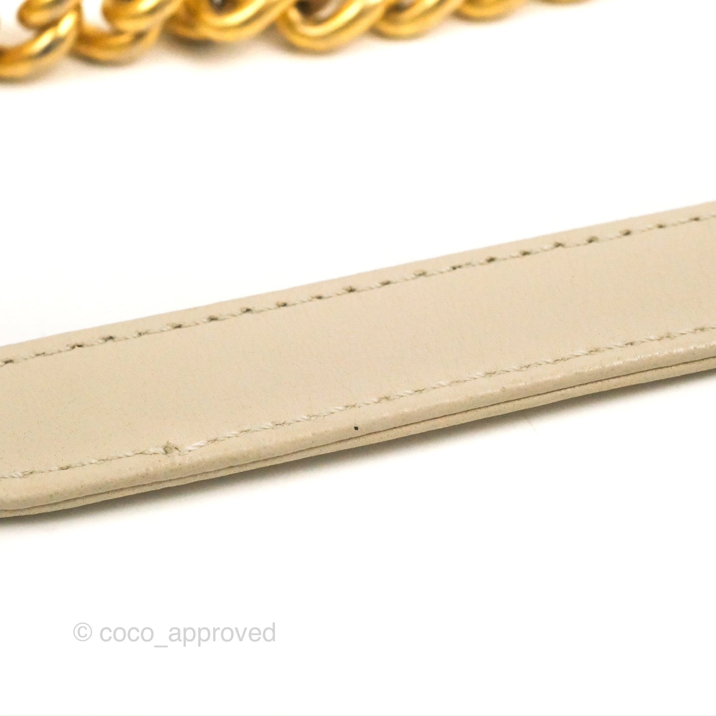 Chanel Handle Flap Bag Ivory Caviar Aged Gold Hardware