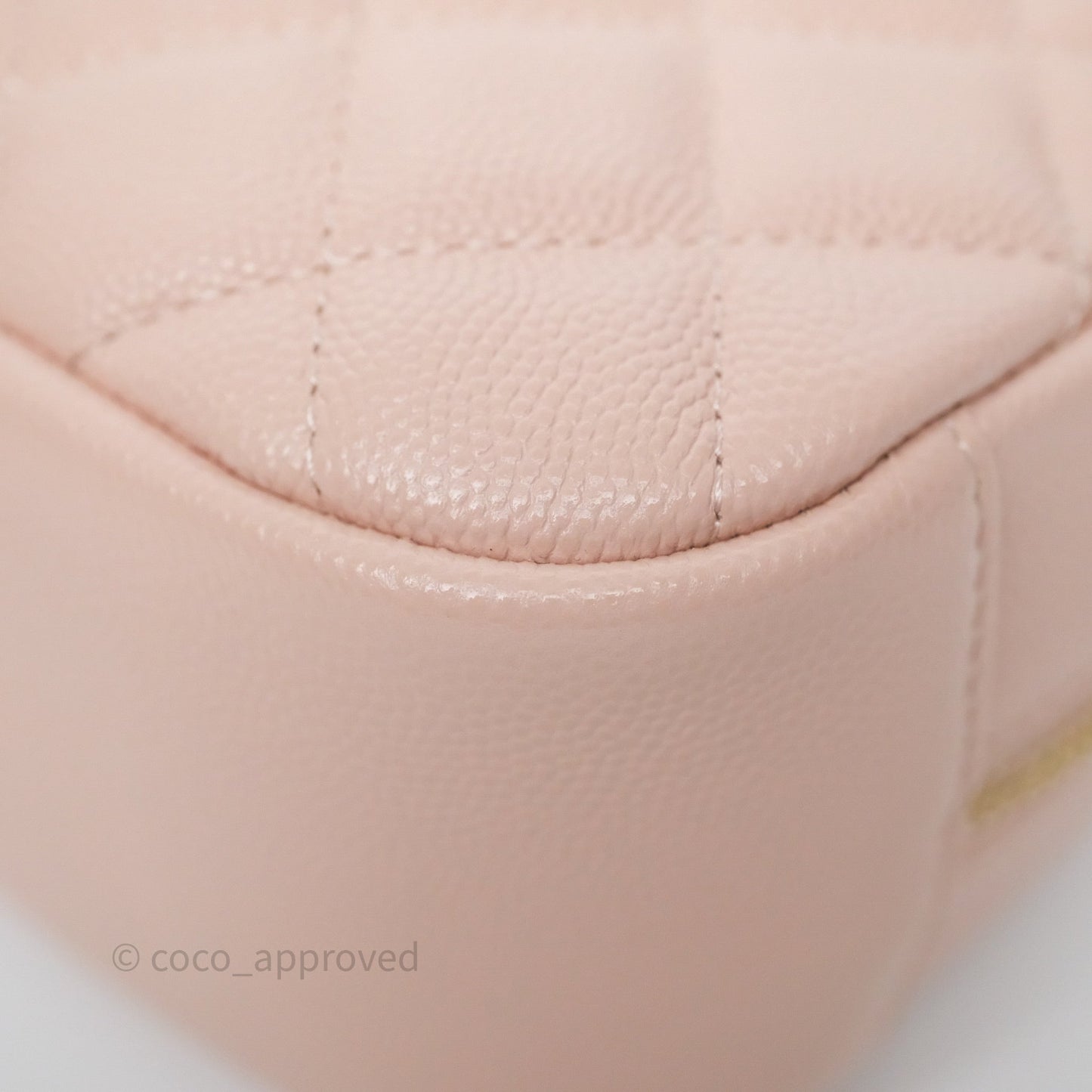 Chanel Quilted Curvy Cosmetic Pouch Beige Pink Caviar Gold Hardware