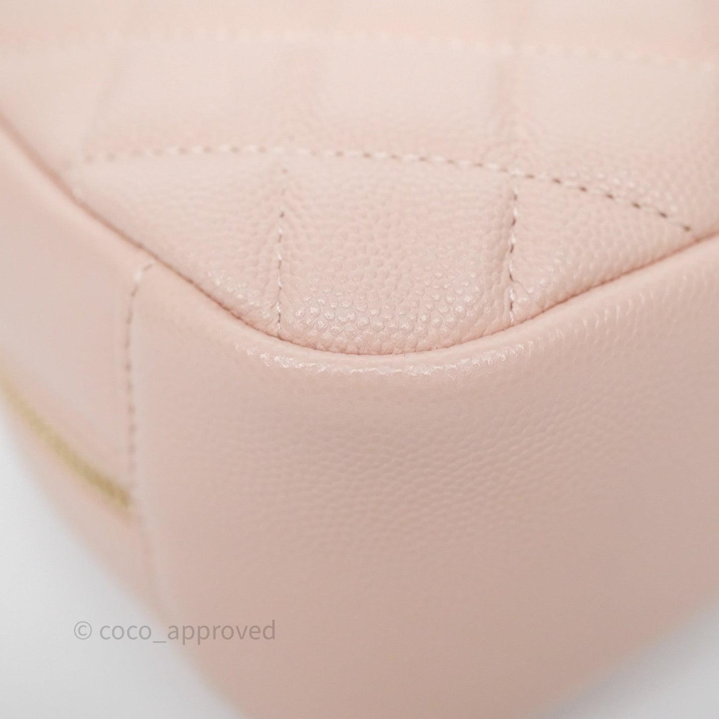 Chanel Quilted Curvy Cosmetic Pouch Beige Pink Caviar Gold Hardware