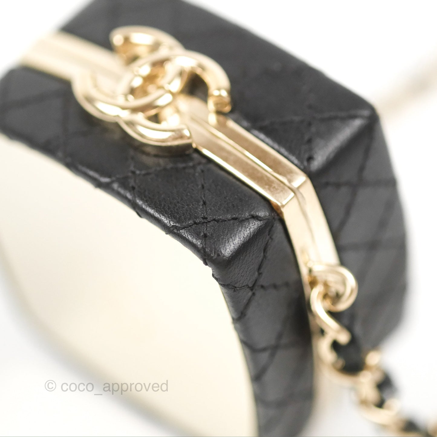 Chanel Mini Beauty Box Clutch With Chain Black Gold Hardware
