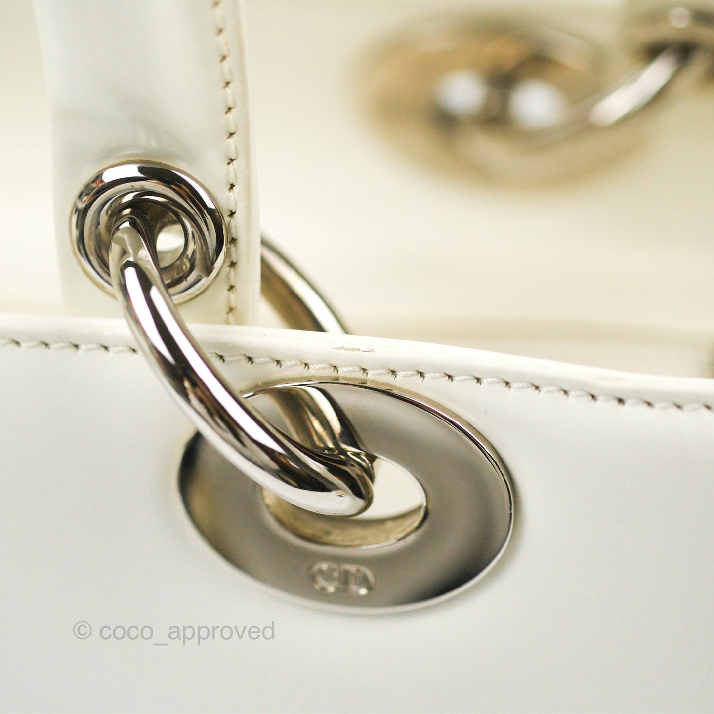 Christian Dior Lady Dior White Calfskin Silver Hardware