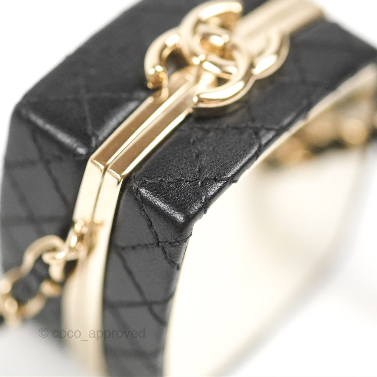 Chanel Mini Beauty Box Clutch With Chain Black Gold Hardware