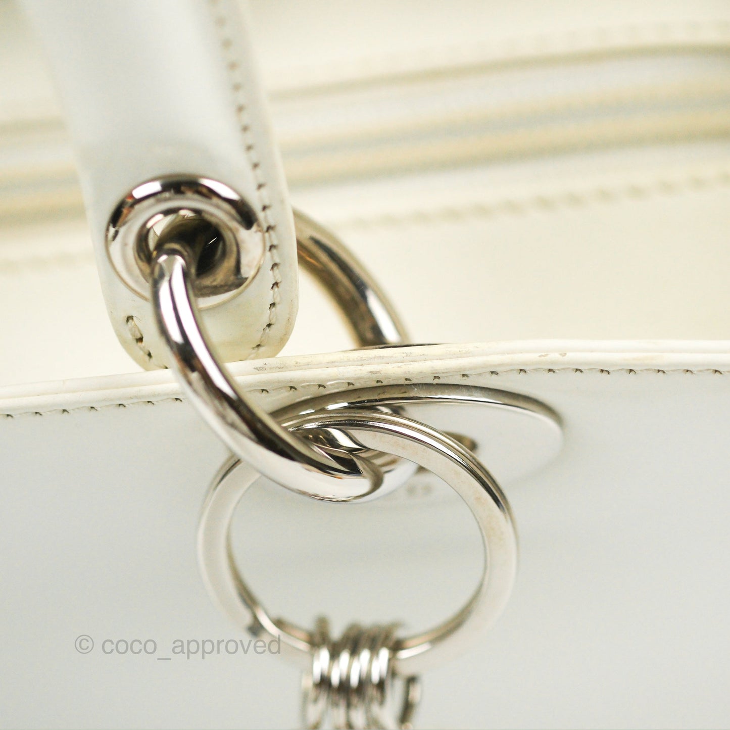 Christian Dior Lady Dior White Calfskin Silver Hardware