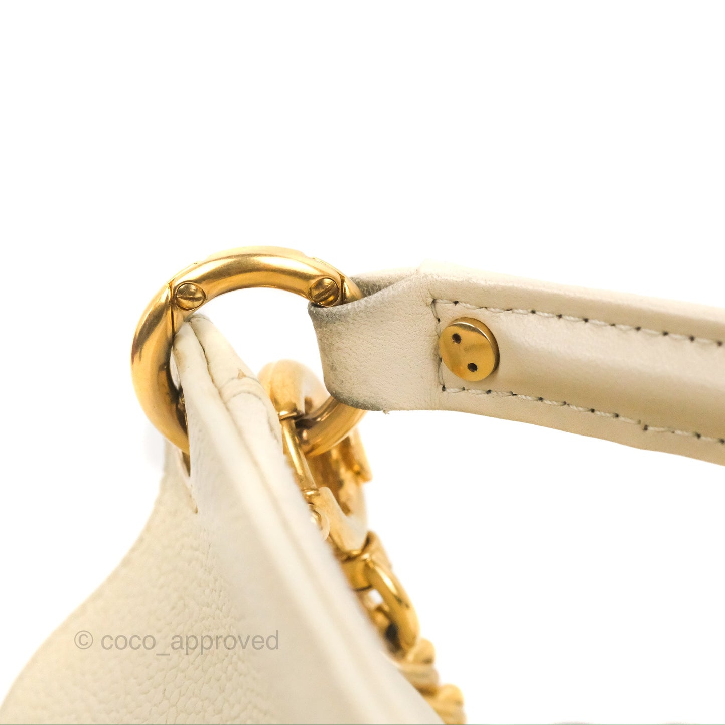 Chanel Handle Flap Bag Ivory Caviar Aged Gold Hardware