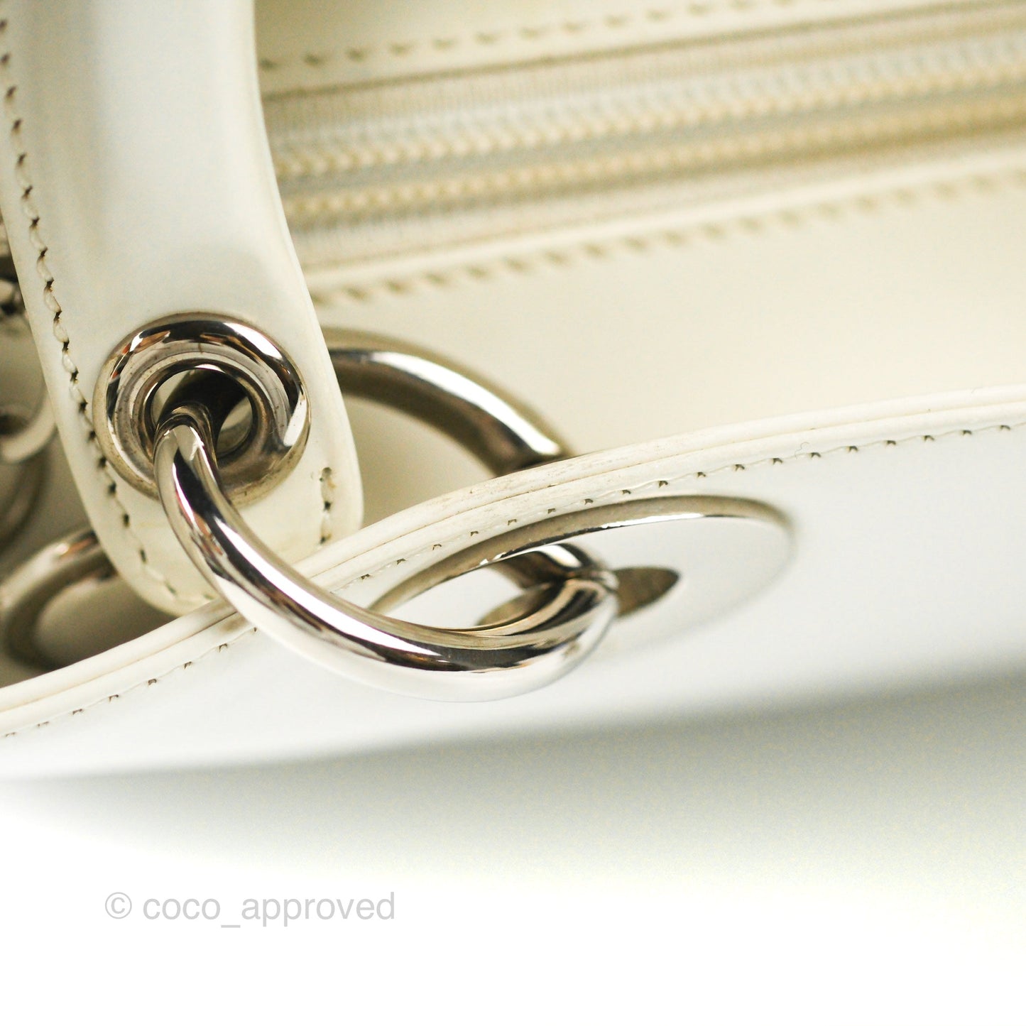Christian Dior Lady Dior White Calfskin Silver Hardware