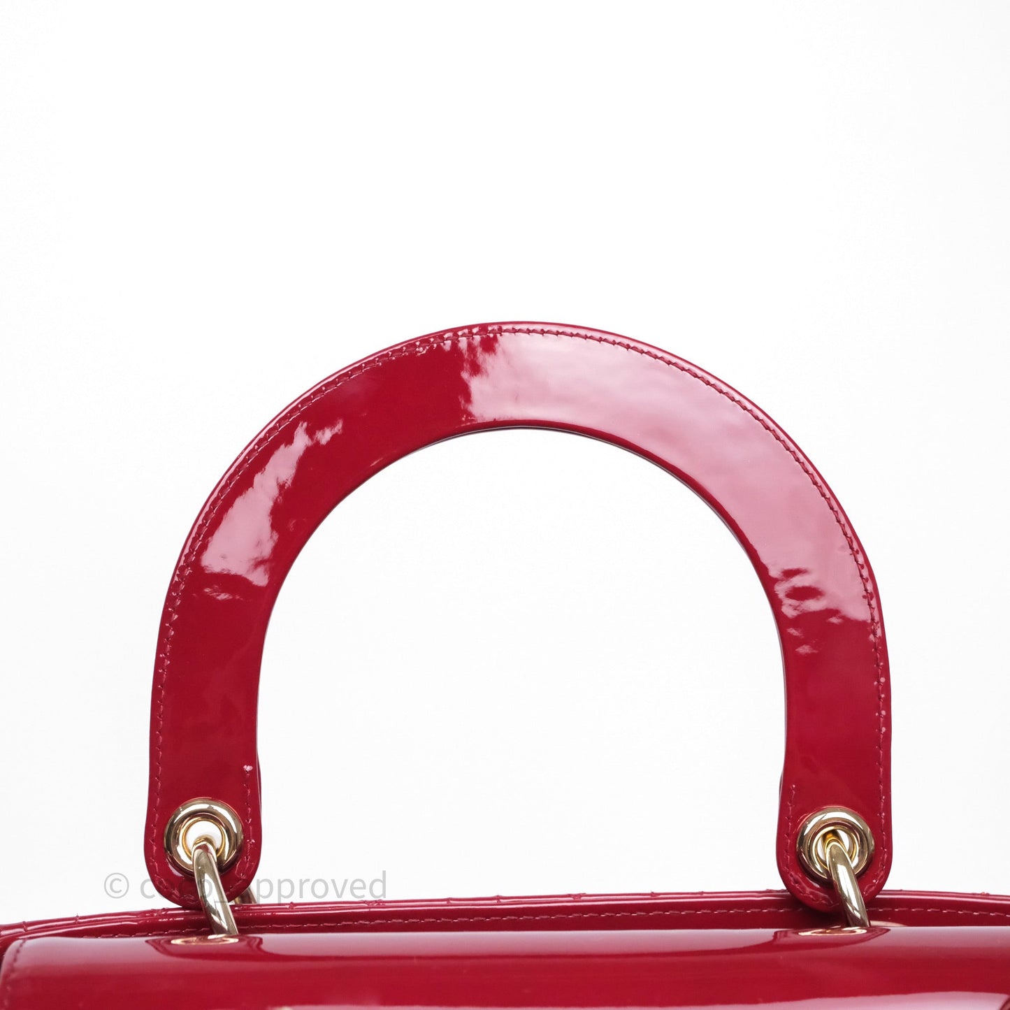 Christian Dior Medium Lady Dior Red Patent Cannage Calfskin Gold Hardware