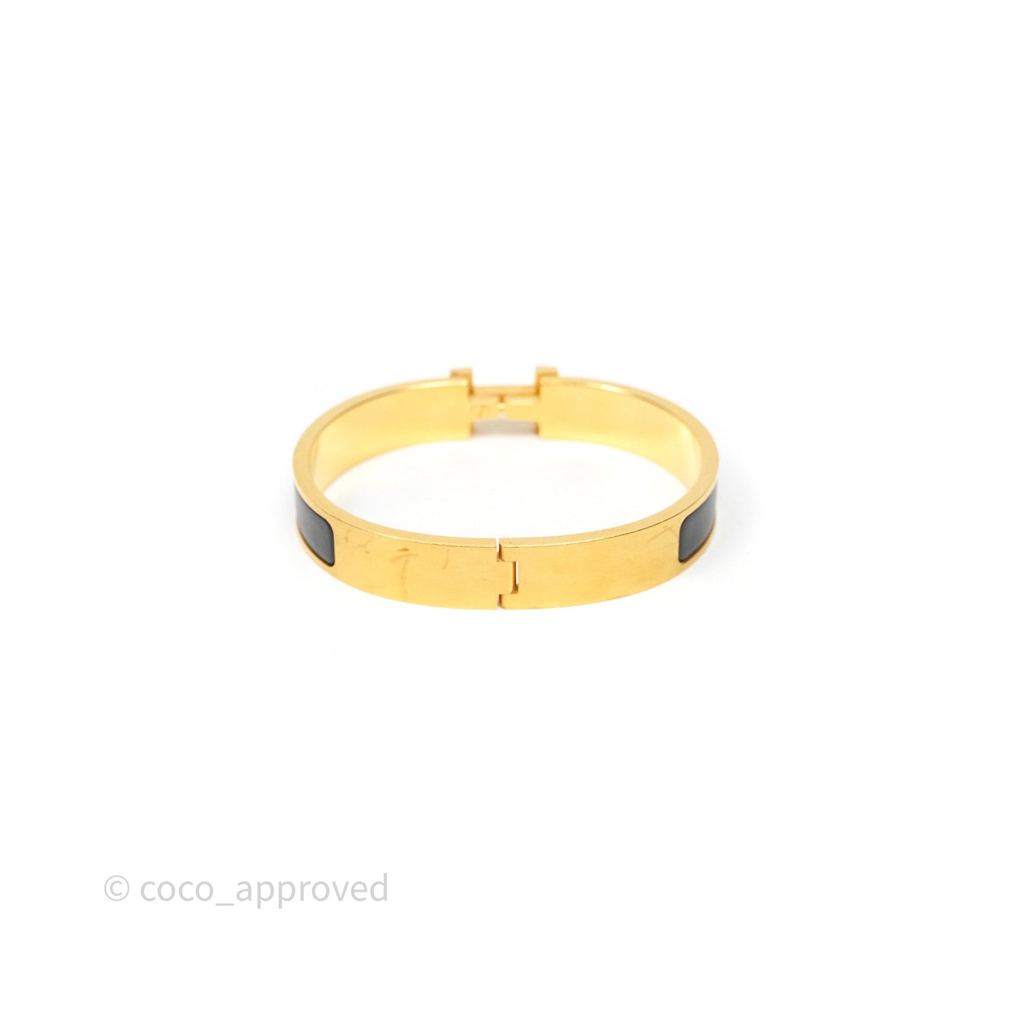 Hermès Clic HH Bracelet Matte Black Brushed Gold