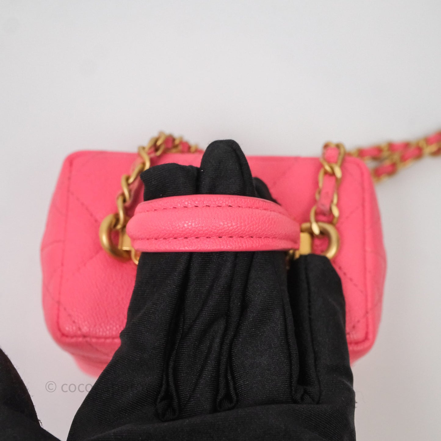 Chanel Quilted Mini Top Handle Vanity With Chain Pink Caviar Aged Gold Hardware