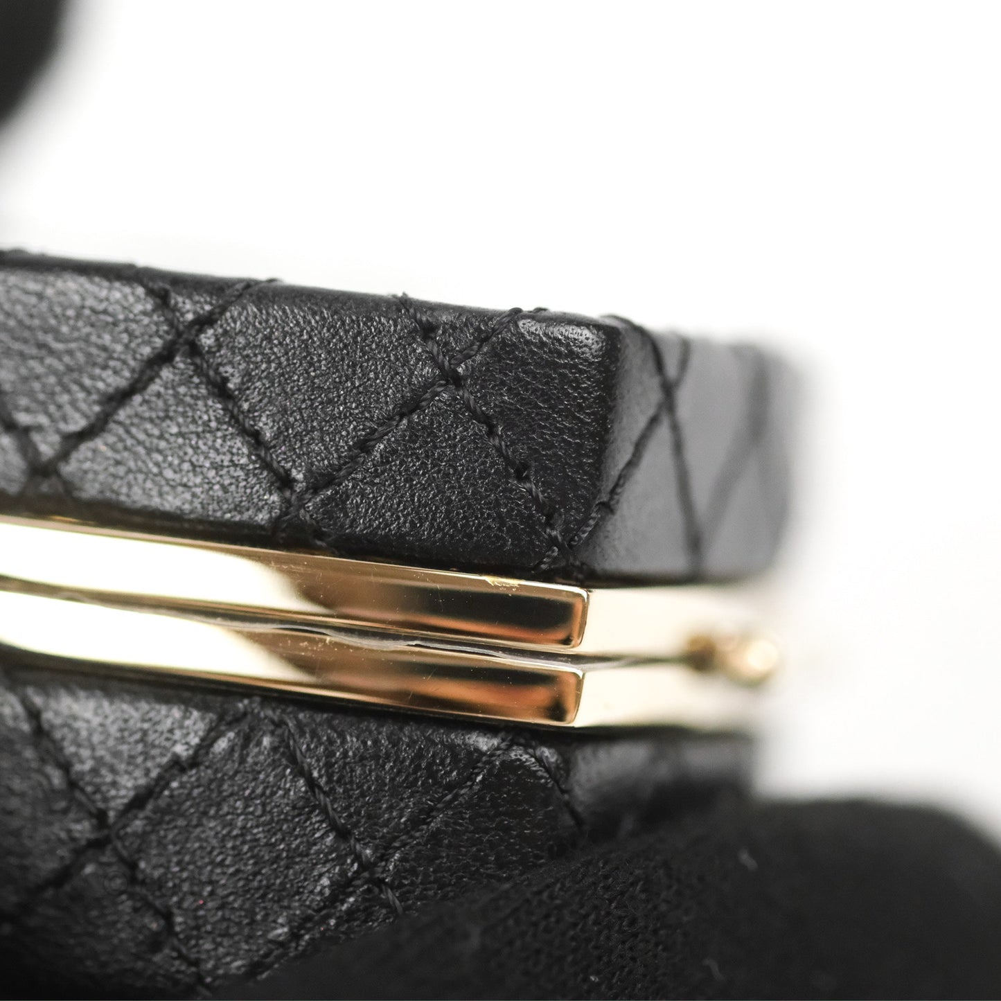 Chanel Mini Beauty Box Clutch With Chain Black Gold Hardware