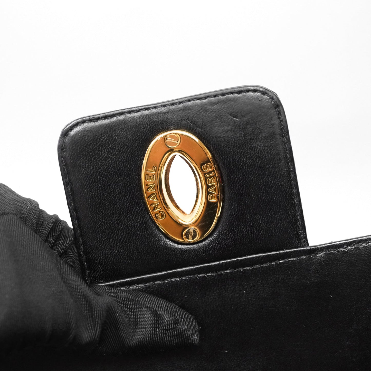 Chanel Vintage Black Patent Handbag 24K Gold Hardware