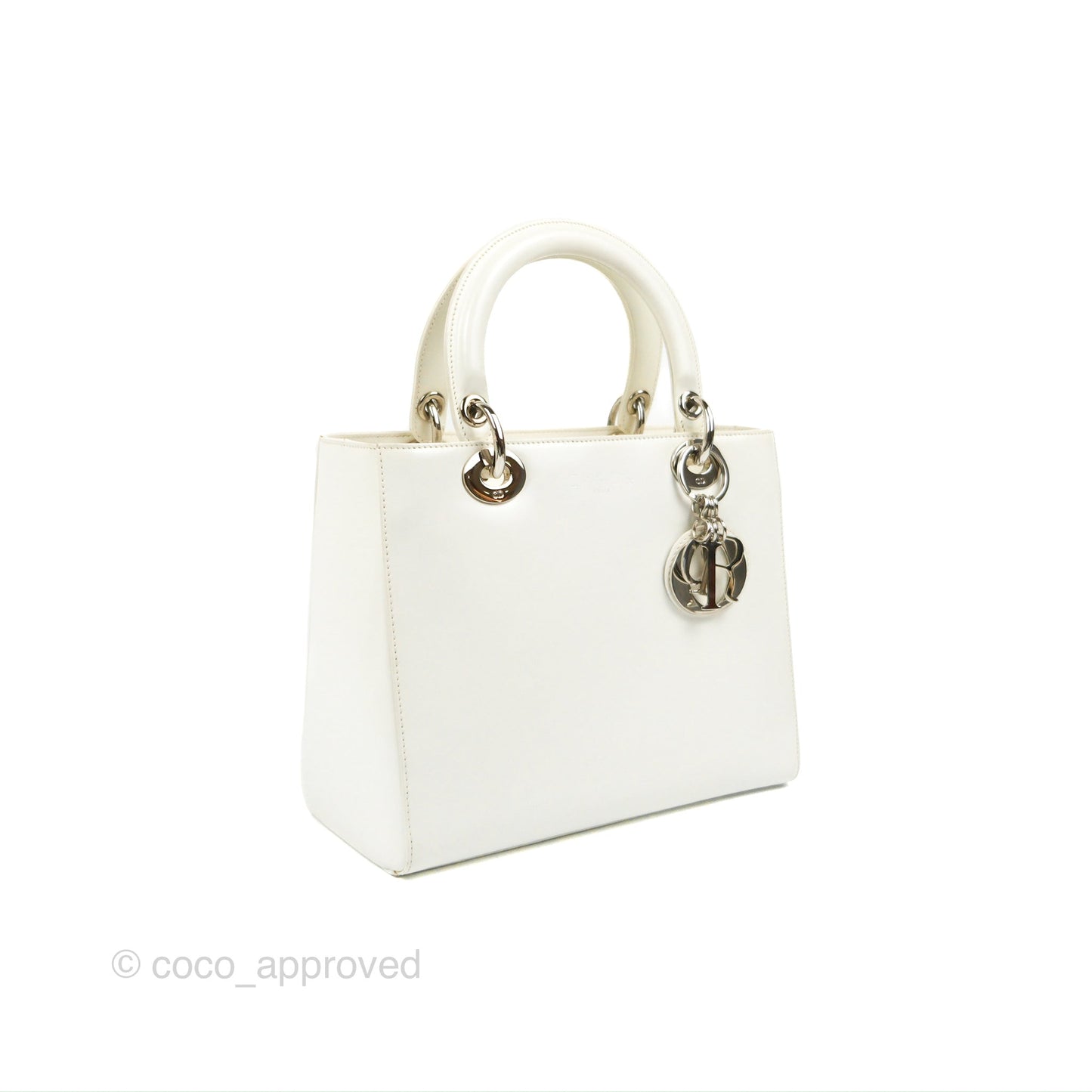 Christian Dior Lady Dior White Calfskin Silver Hardware