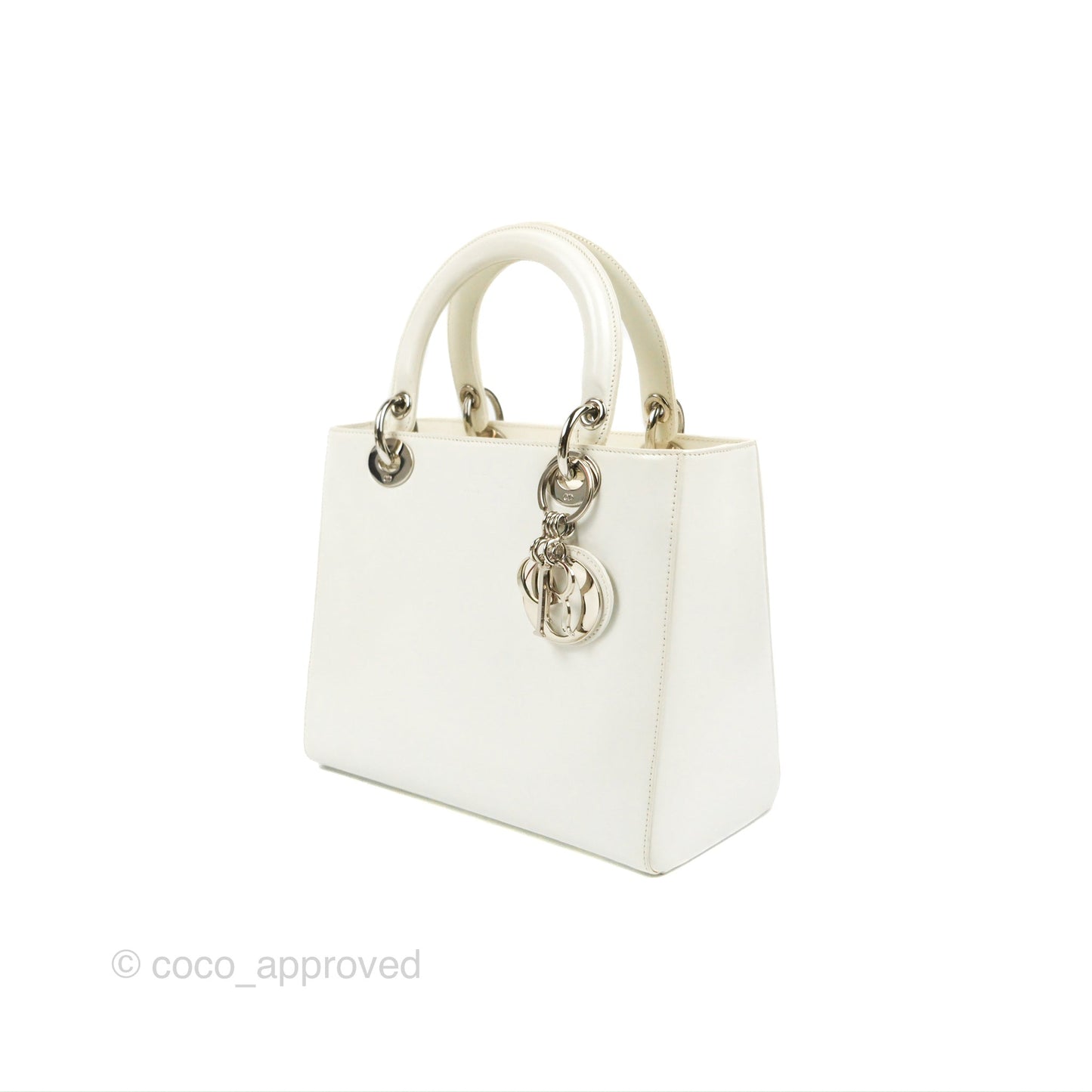 Christian Dior Lady Dior White Calfskin Silver Hardware