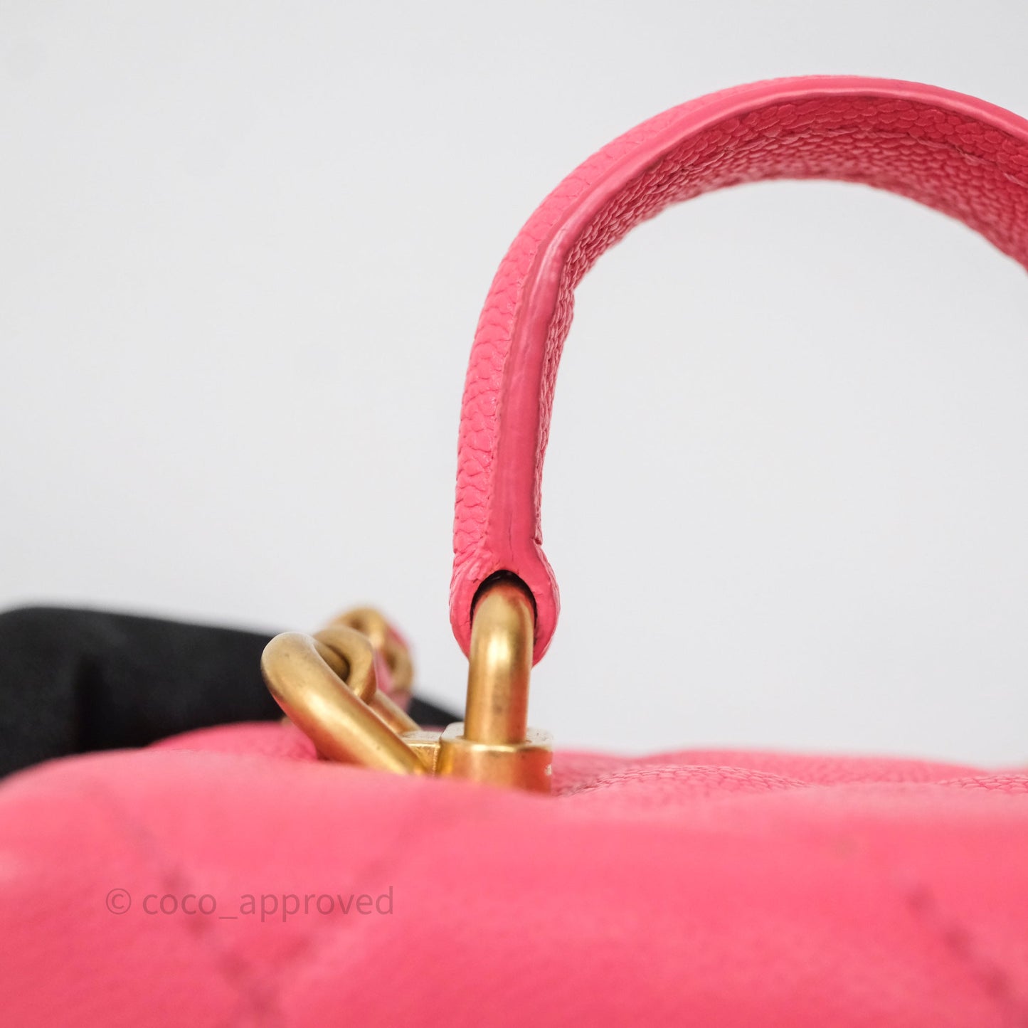 Chanel Quilted Mini Top Handle Vanity With Chain Pink Caviar Aged Gold Hardware