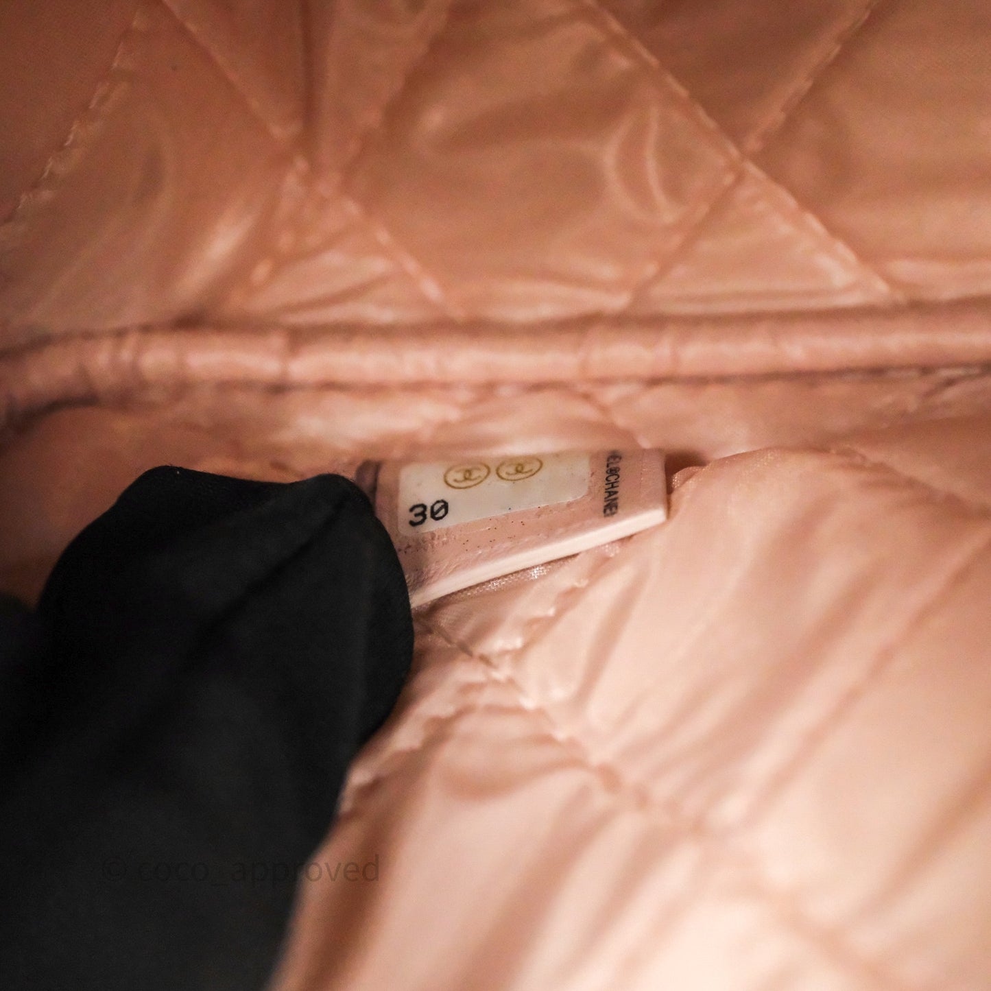 Chanel Quilted Curvy Cosmetic Pouch Beige Pink Caviar Gold Hardware