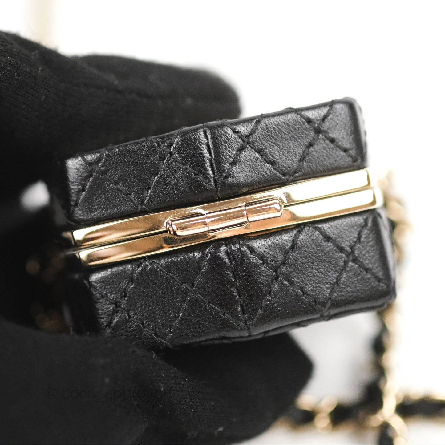 Chanel Mini Beauty Box Clutch With Chain Black Gold Hardware