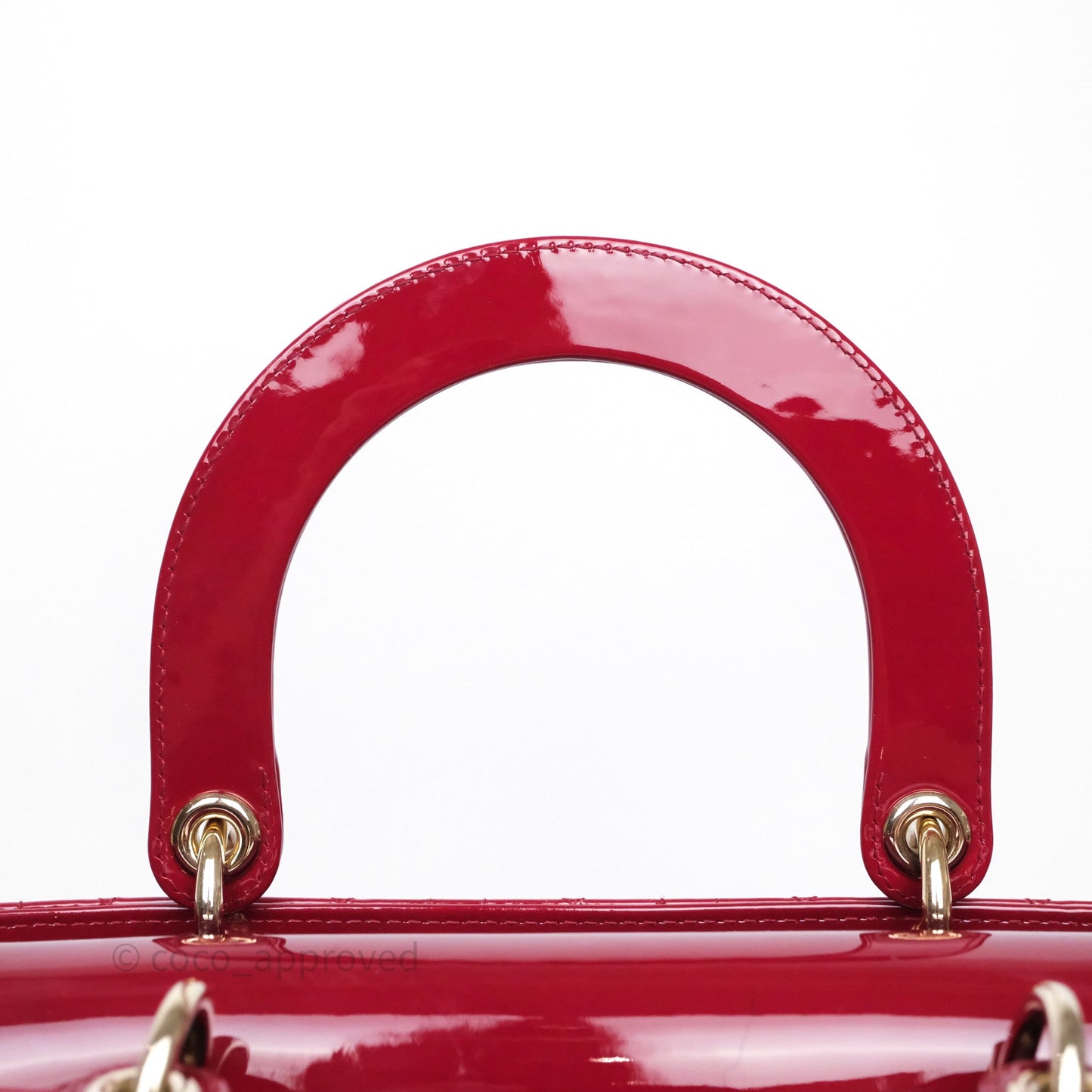 Christian Dior Medium Lady Dior Red Patent Cannage Calfskin Gold Hardware