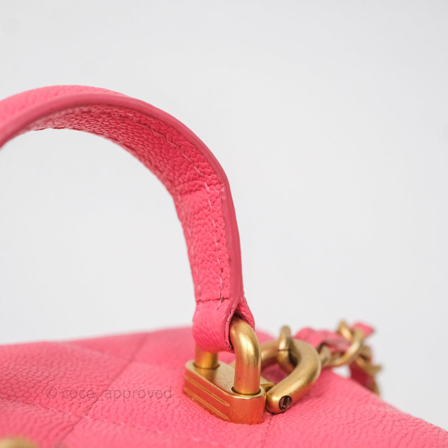 Chanel Quilted Mini Top Handle Vanity With Chain Pink Caviar Aged Gold Hardware