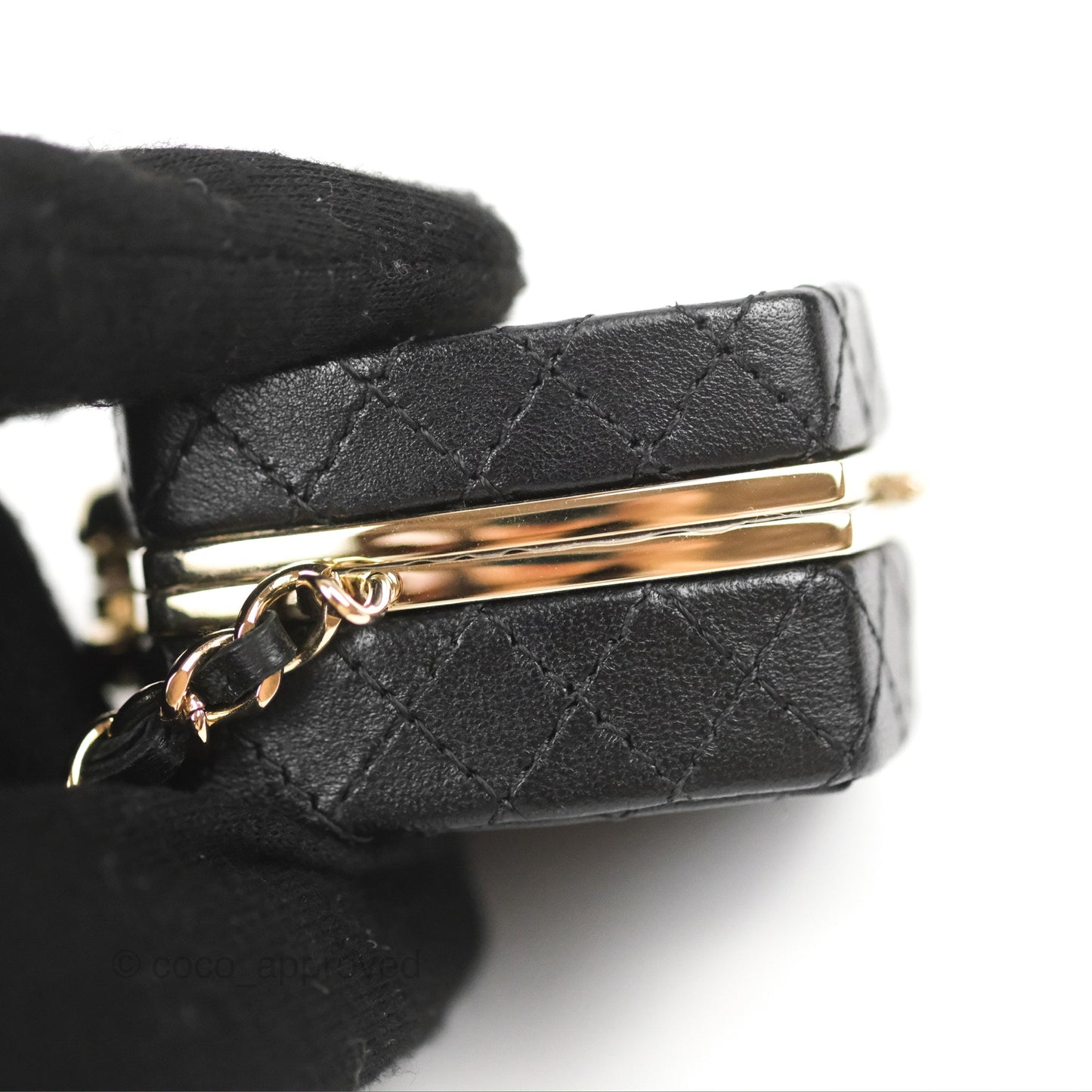 Chanel Mini Beauty Box Clutch With Chain Black Gold Hardware